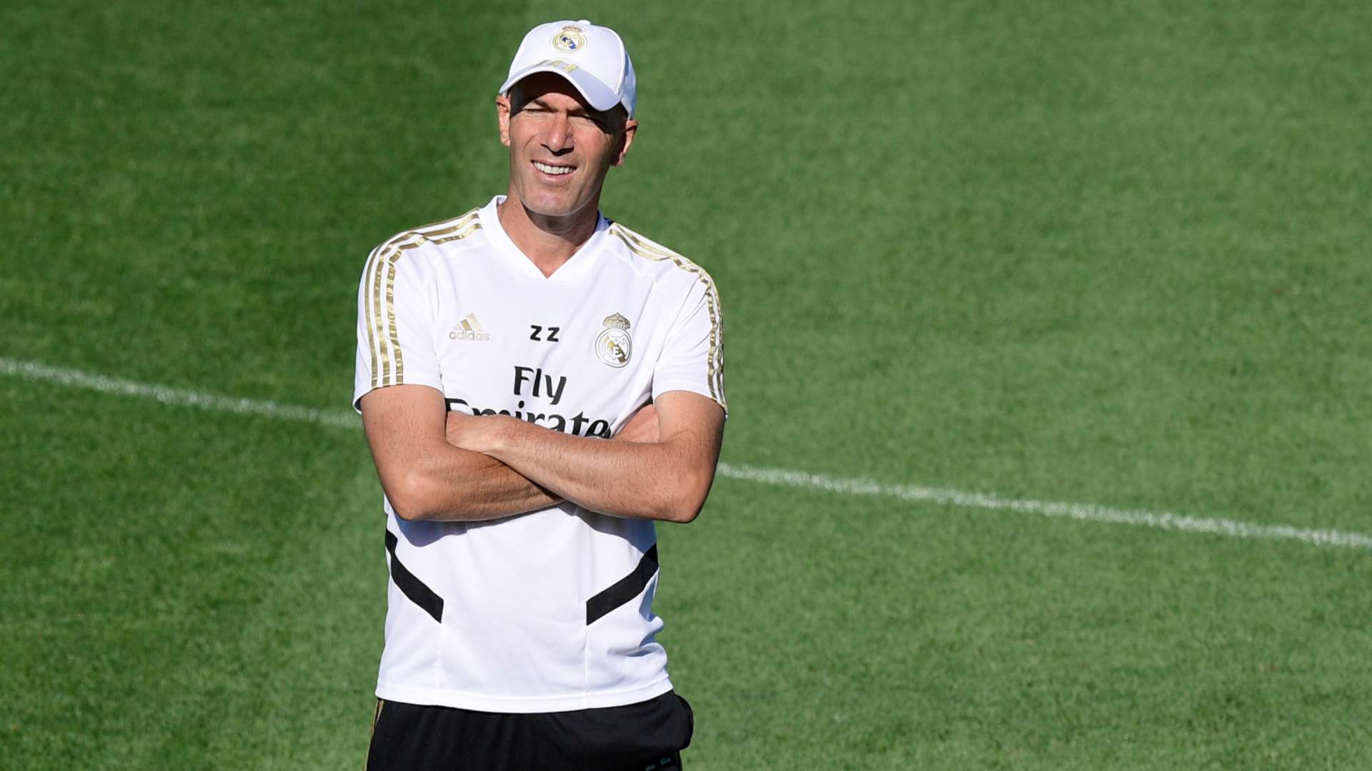 Zinedine Zidane, Real Madrid coach, during a training session in 2019-20 season