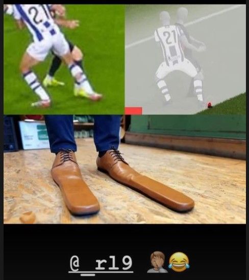 Raphinha clown shoes offside