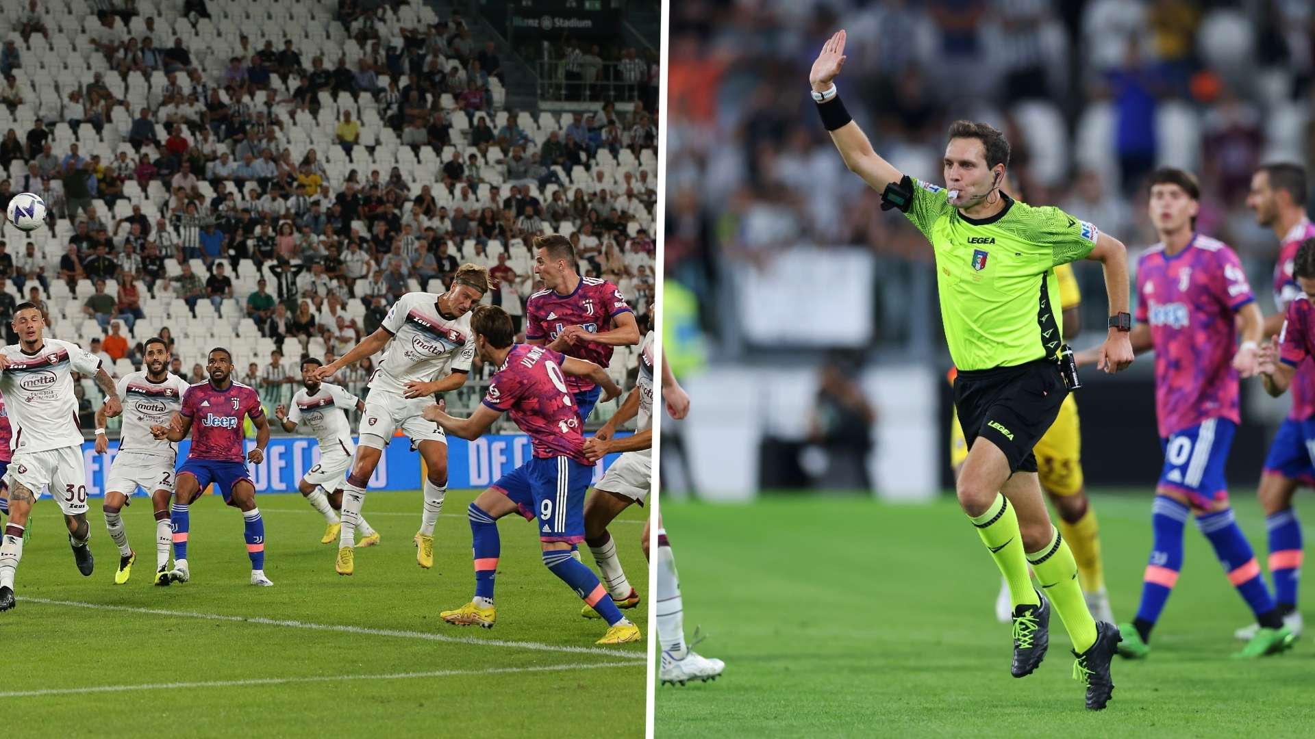 Juventus Salernitana goal disallowed Milik Bonucci