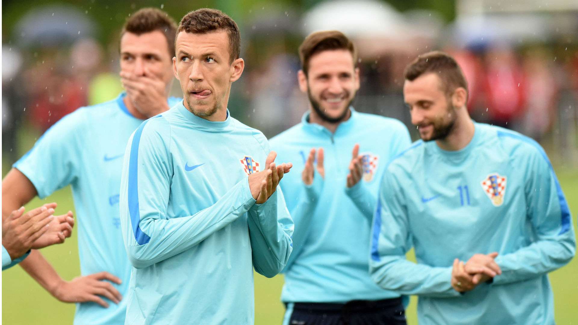 Mario Mandzukic Ivan Perisic Marcelo Brozovic croatia training