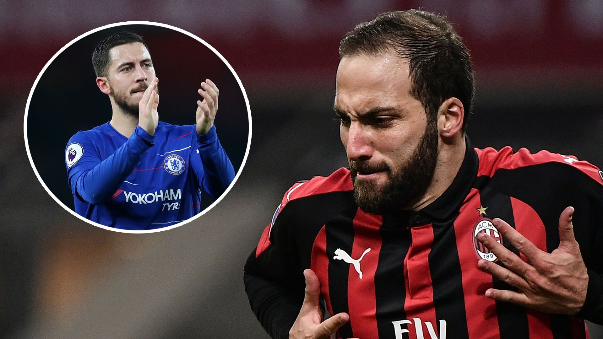 Eden Hazard Gonzalo Higuain Chelsea AC Milan
