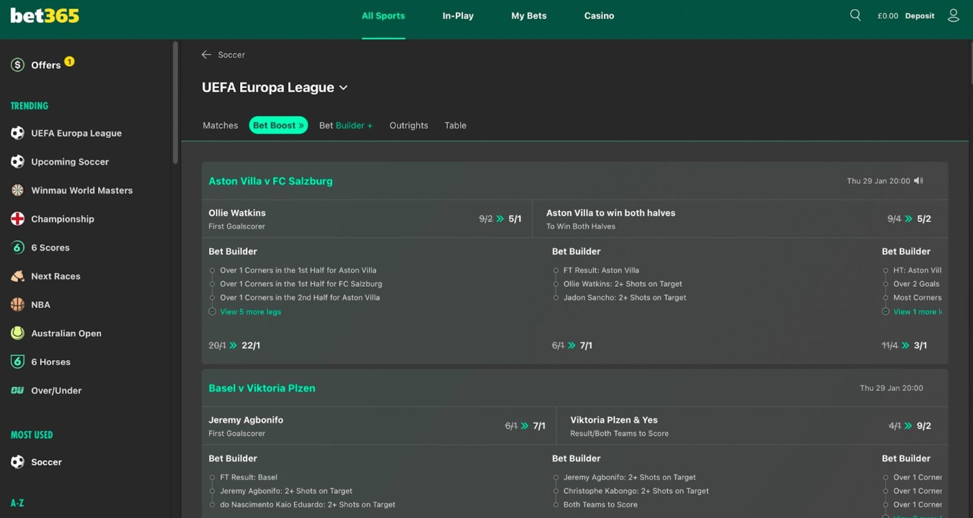 bet365 bet boosts