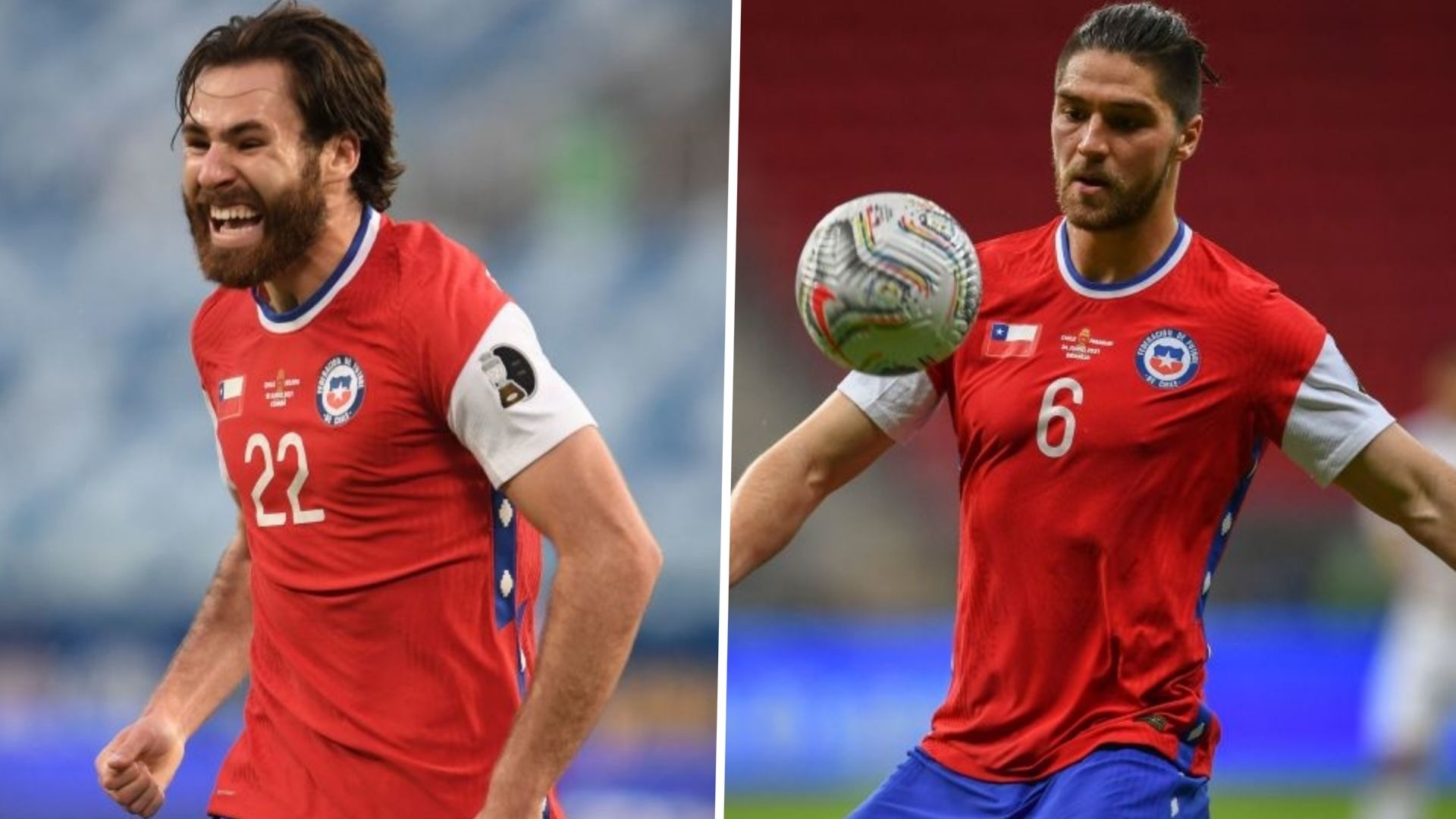 ben brereton y francisco sierralta en un partido de la copa américa con chile