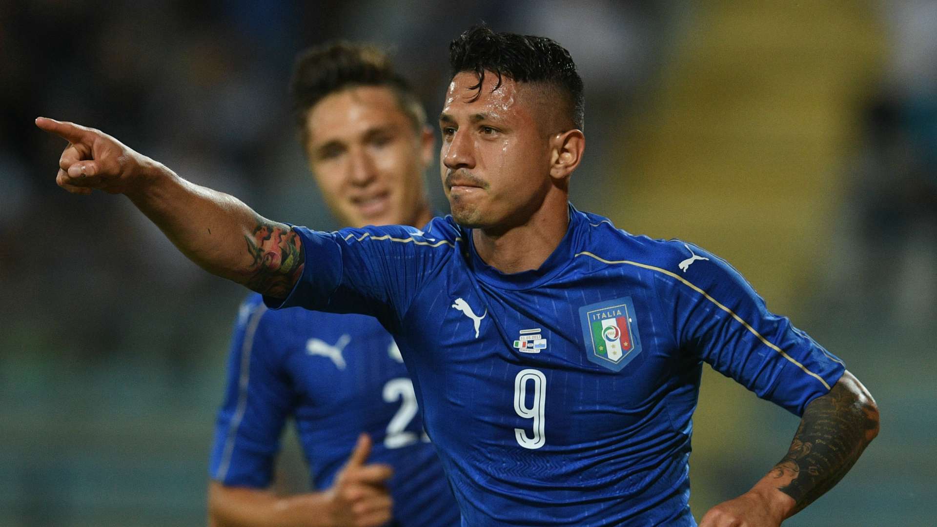 Gianluca Lapadula celebrates Italy San Marino Friendly 31052017