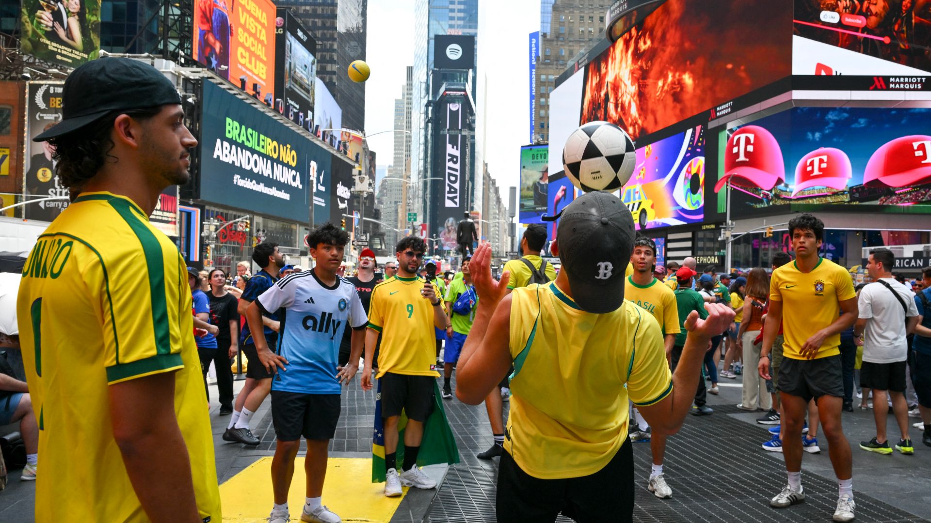 Brazil fans Times Square