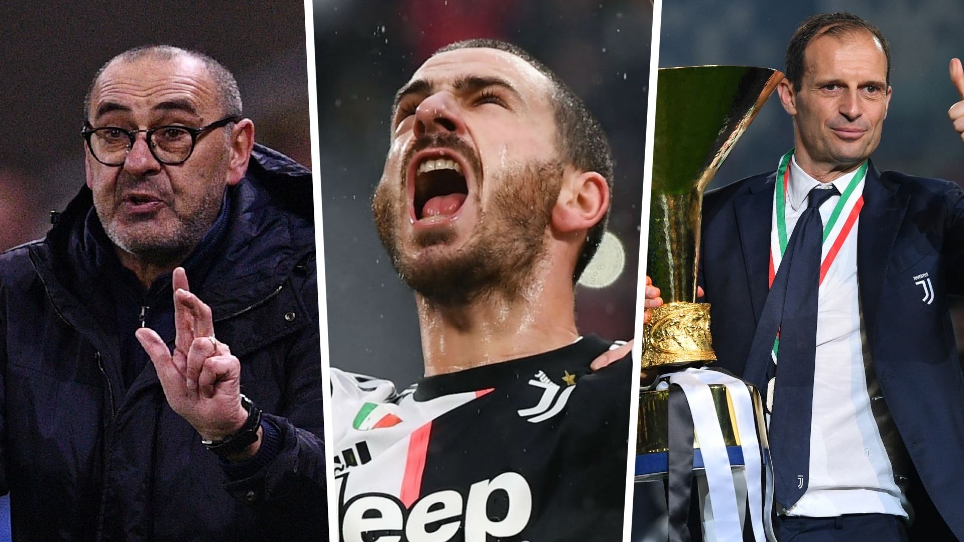 Maurizio Sarri, Leonardo Bonucci & Massimiliano Allegri - Juventus