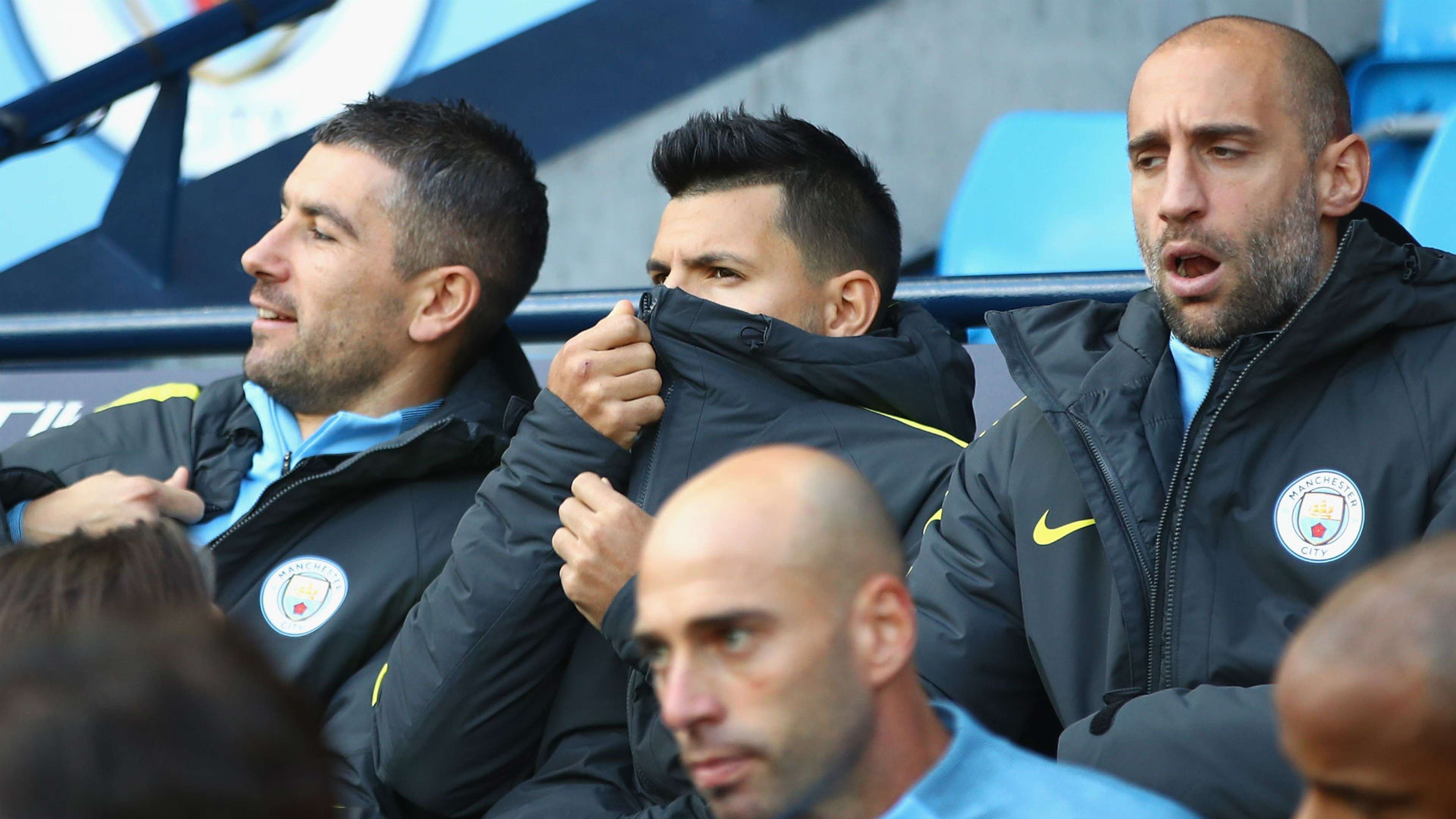 Sergio Aguero Manchester City bench