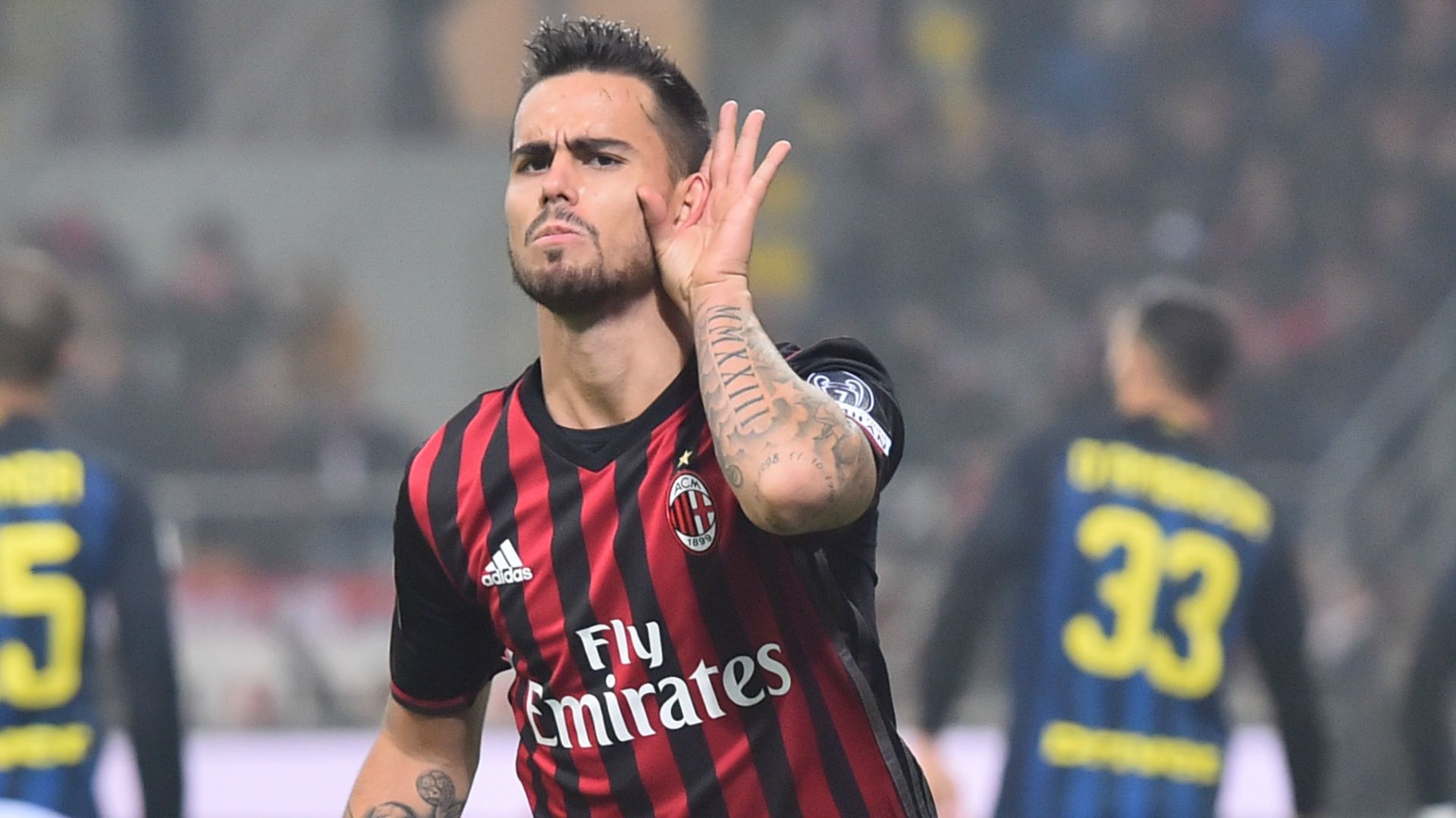 Suso celebrating Milan Inter Serie A 20112016