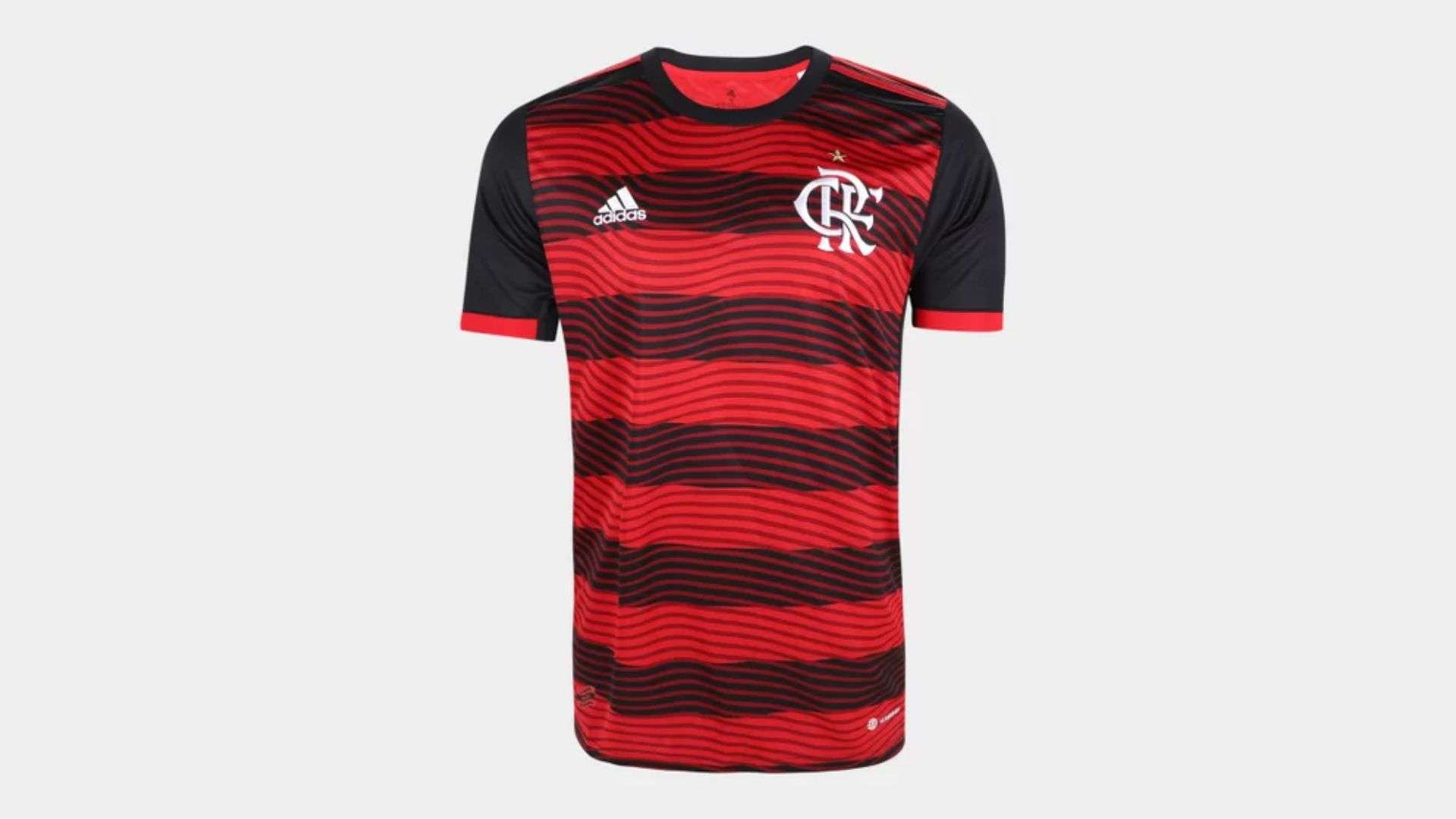 Camisa Flamengo 22/23 s/n° Torcedor Adidas Masculina - Vermelho e Preto