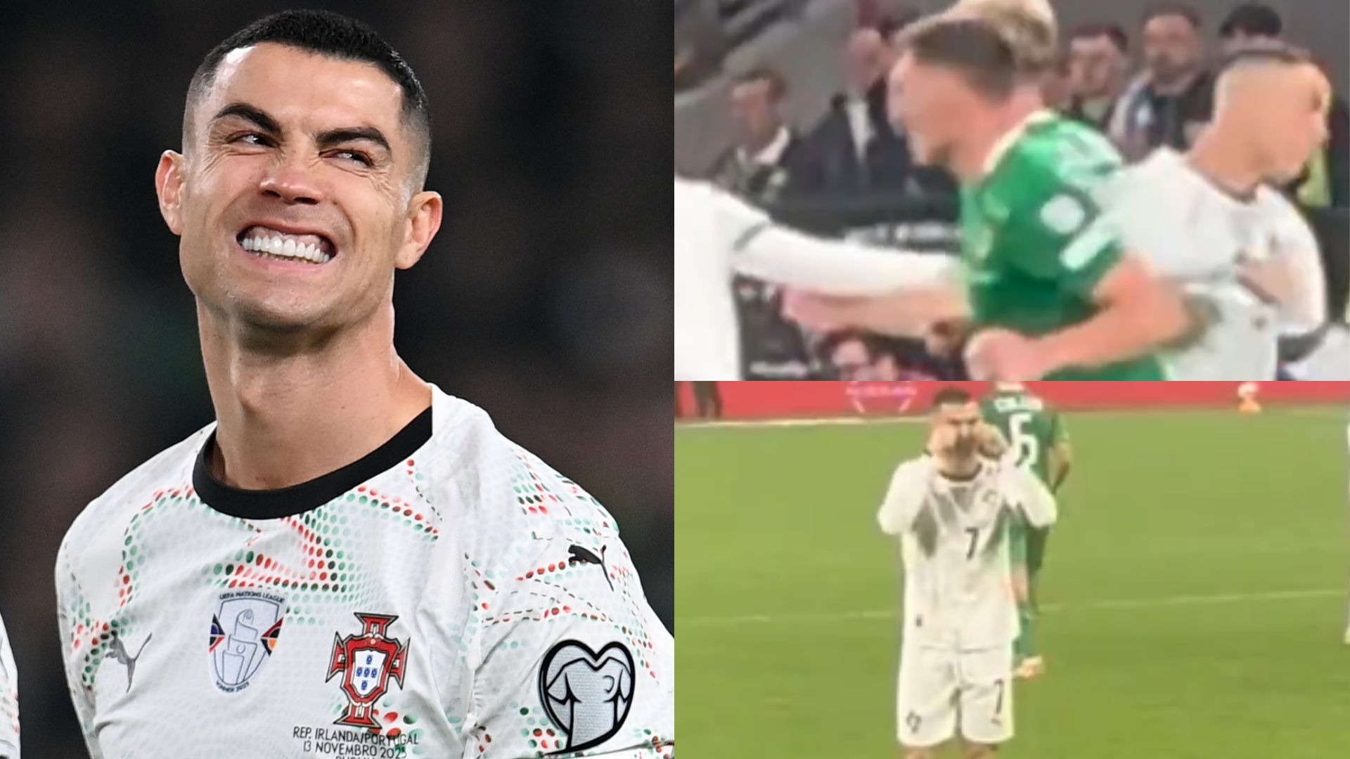 Cristiano Ronaldo red card Portugal Ireland crying 2025