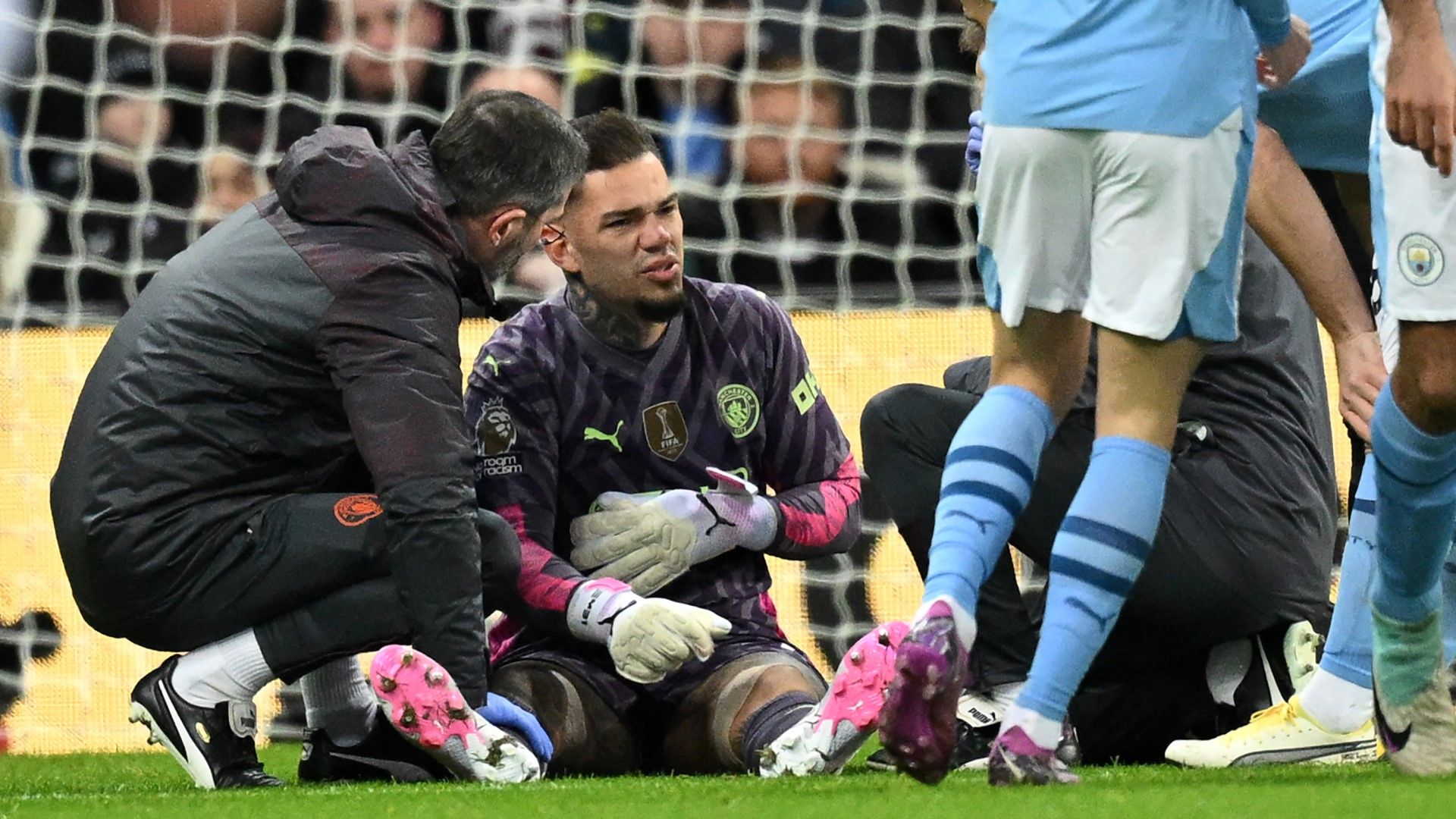 Absolute f*cking joke!' - Man City left raging AGAIN as Ederson forced off injured - days after John Stones suffered same fate - due to 'stupid' offside law | Goal.com UK