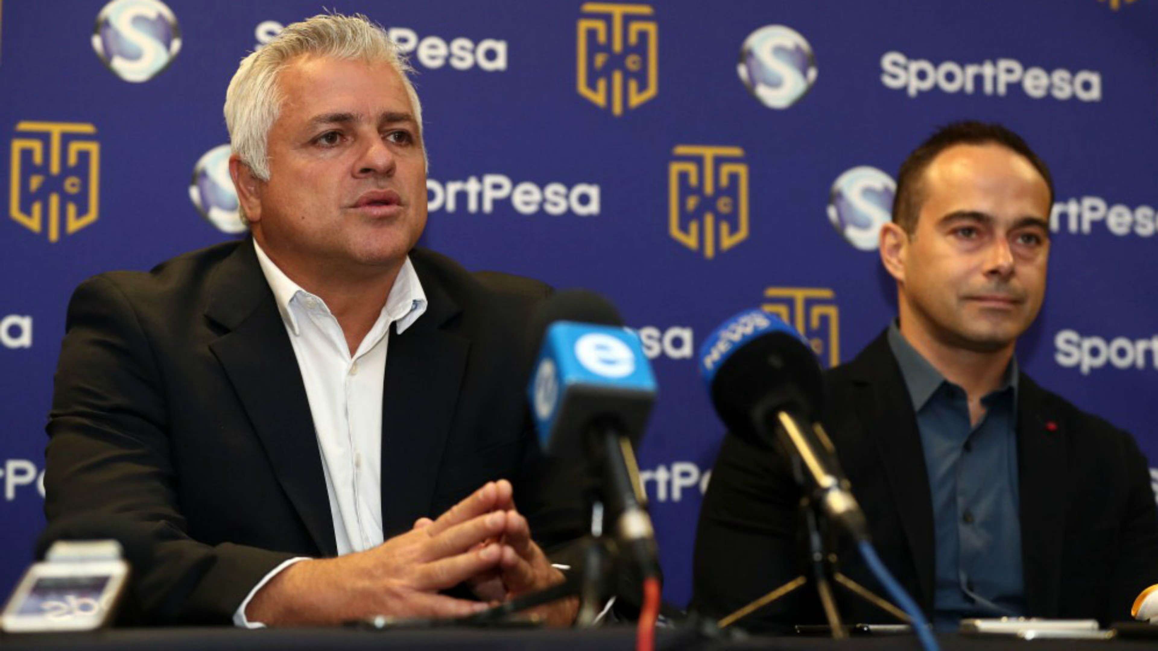 Cape Town City FC owner and chairman, John Comitis (left) and SportPesa Director, Gene Grand