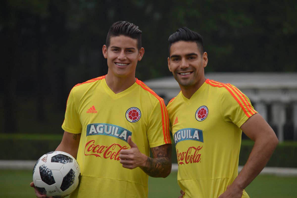 James & Falcao entrenamiento Colombia