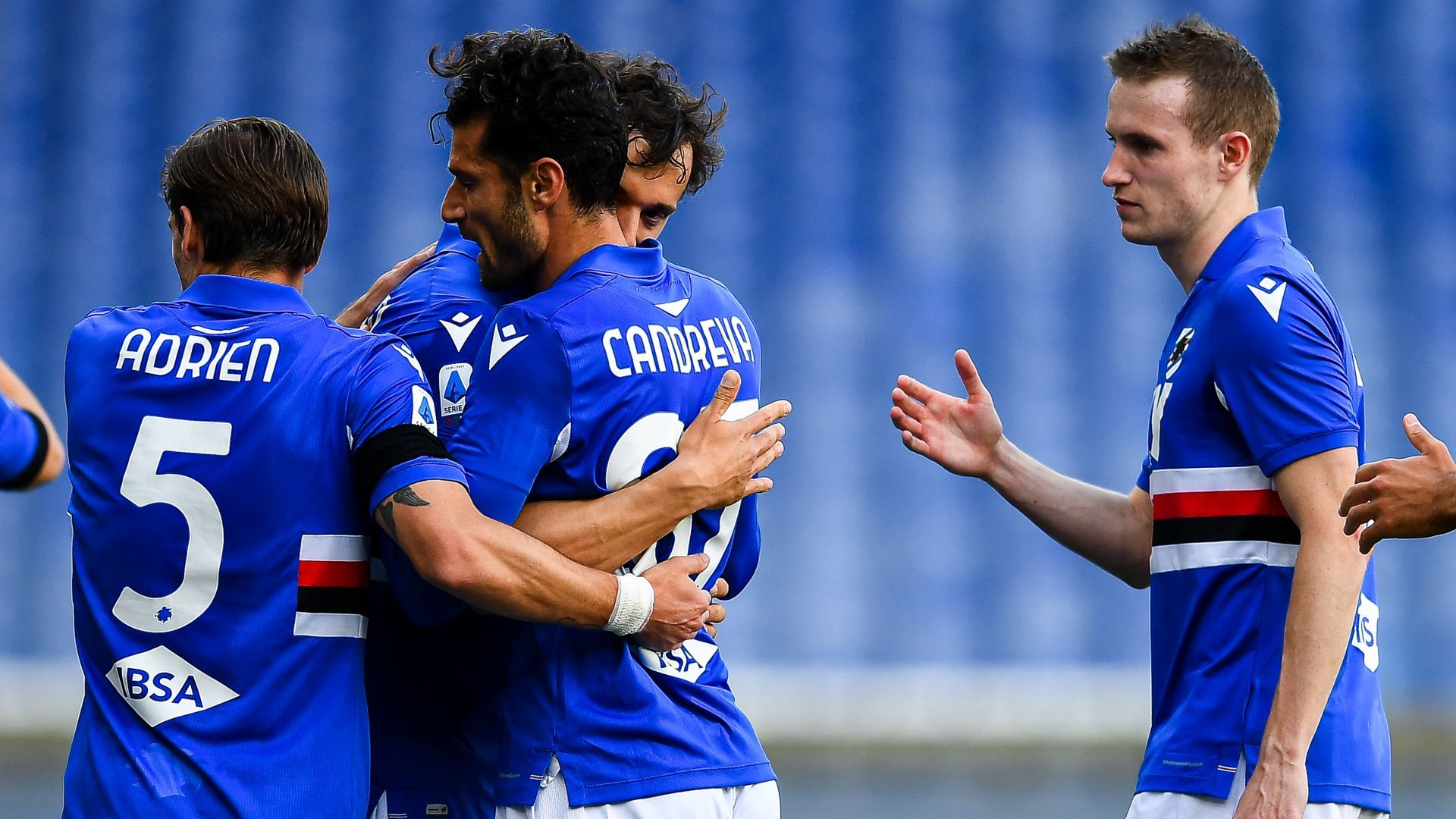 Sampdoria players celebrating Sampdoria Verona Serie A