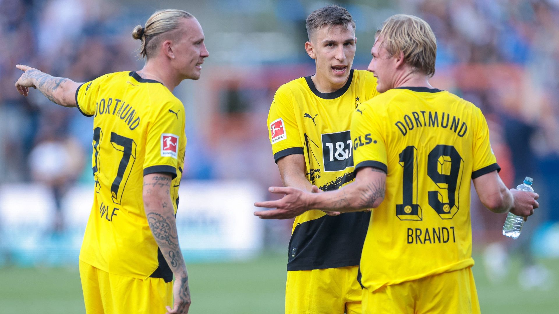 GERMANY ONLY: MARIUS WOLF NICO SCHLOTTERBECK JULIAN BRANDT BORUSSIA DORTMUND BUNDESLIGA 26082023