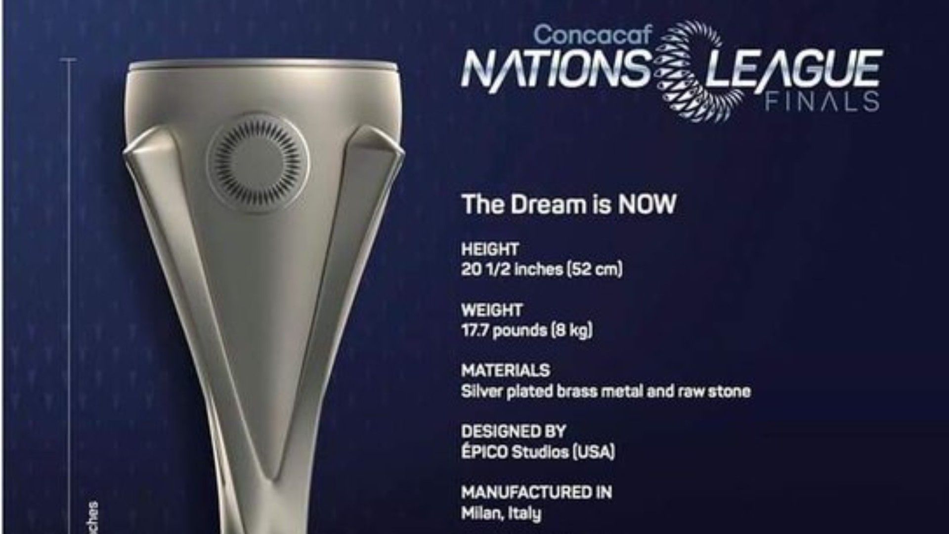diseño y tamaño copa liga de naciones de la concacaf