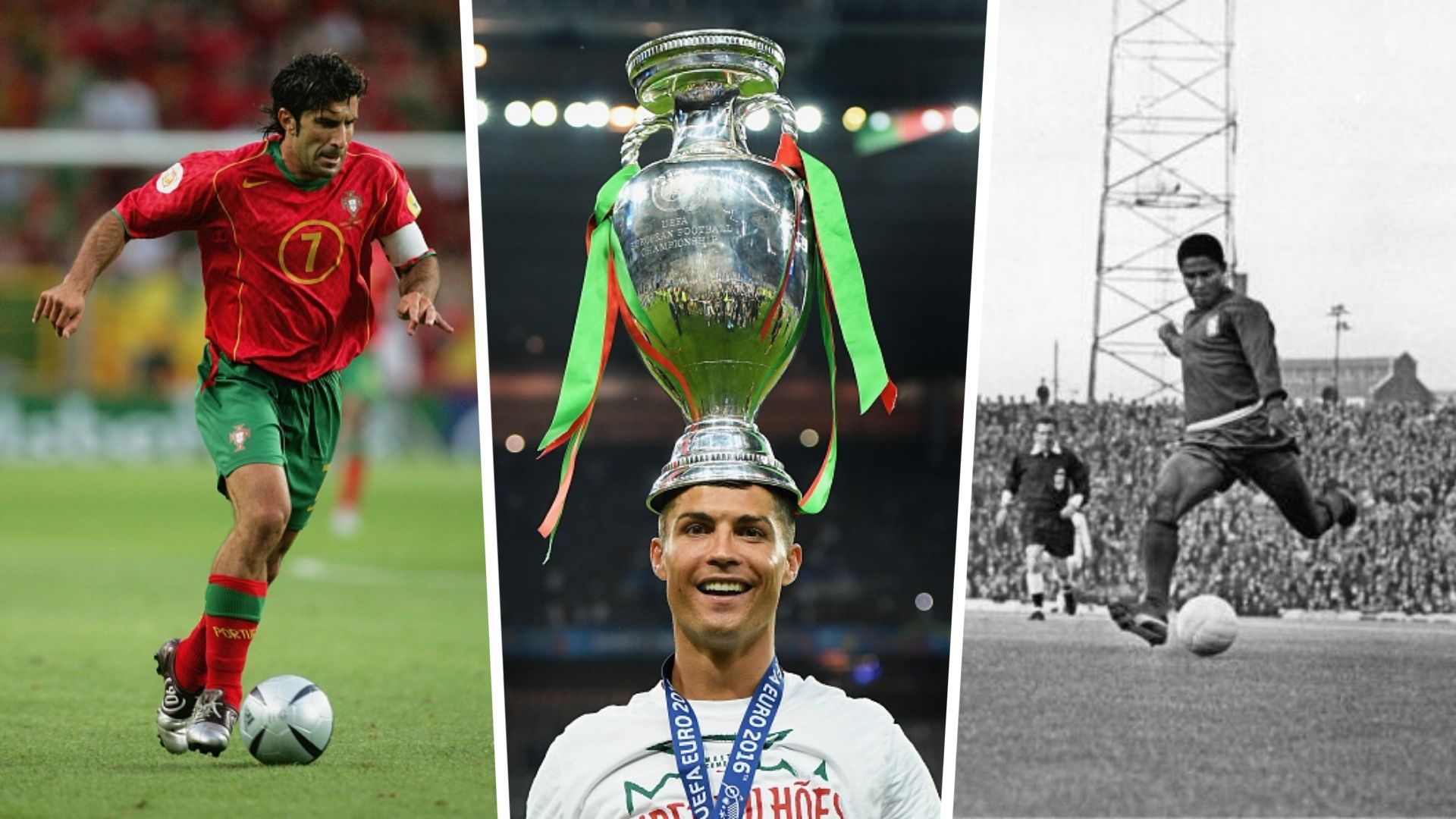 Luis Figo & Cristiano Ronaldo & Eusebio 