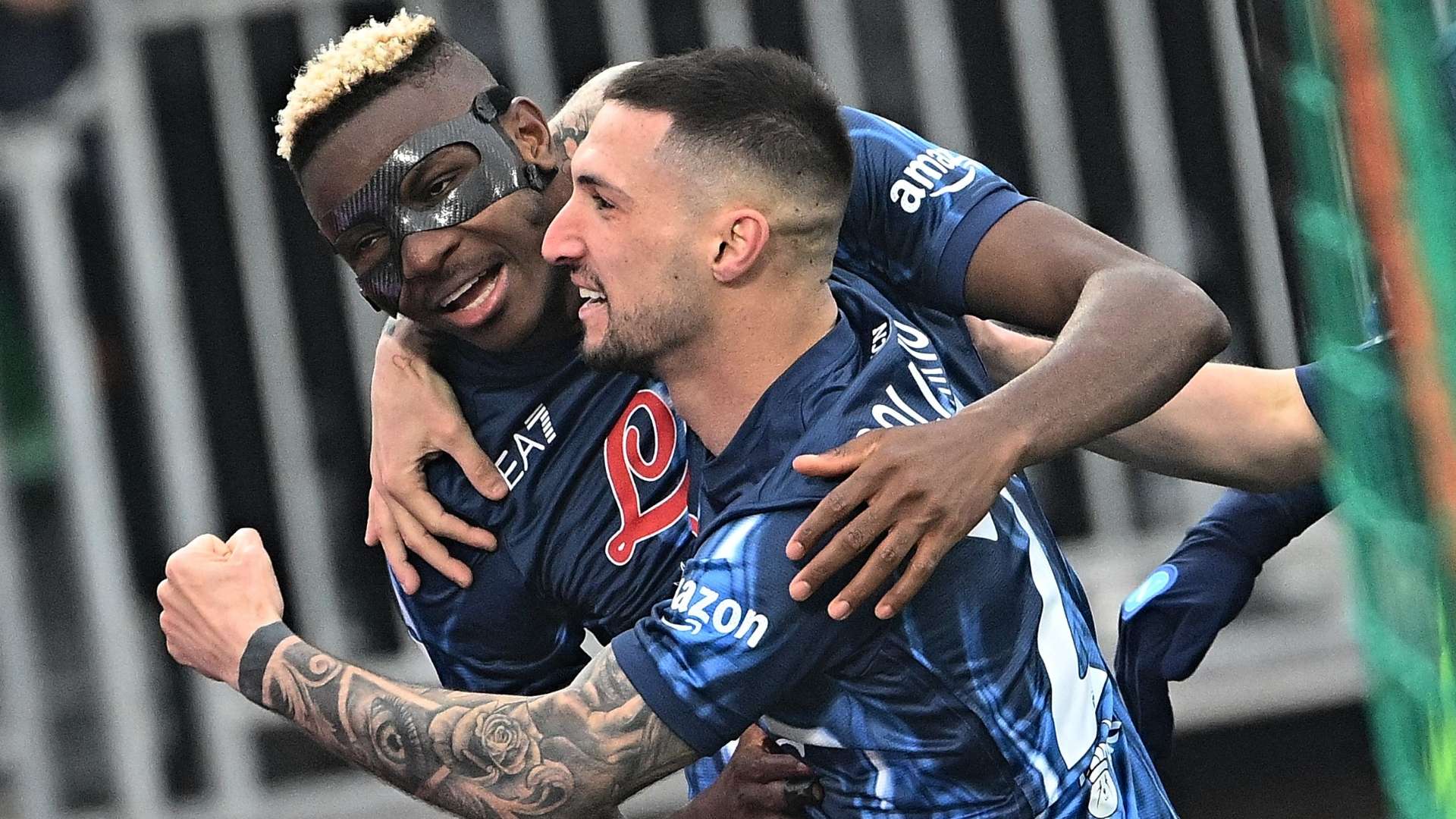 Politano Osimhen Venezia Napoli celebrating Serie A