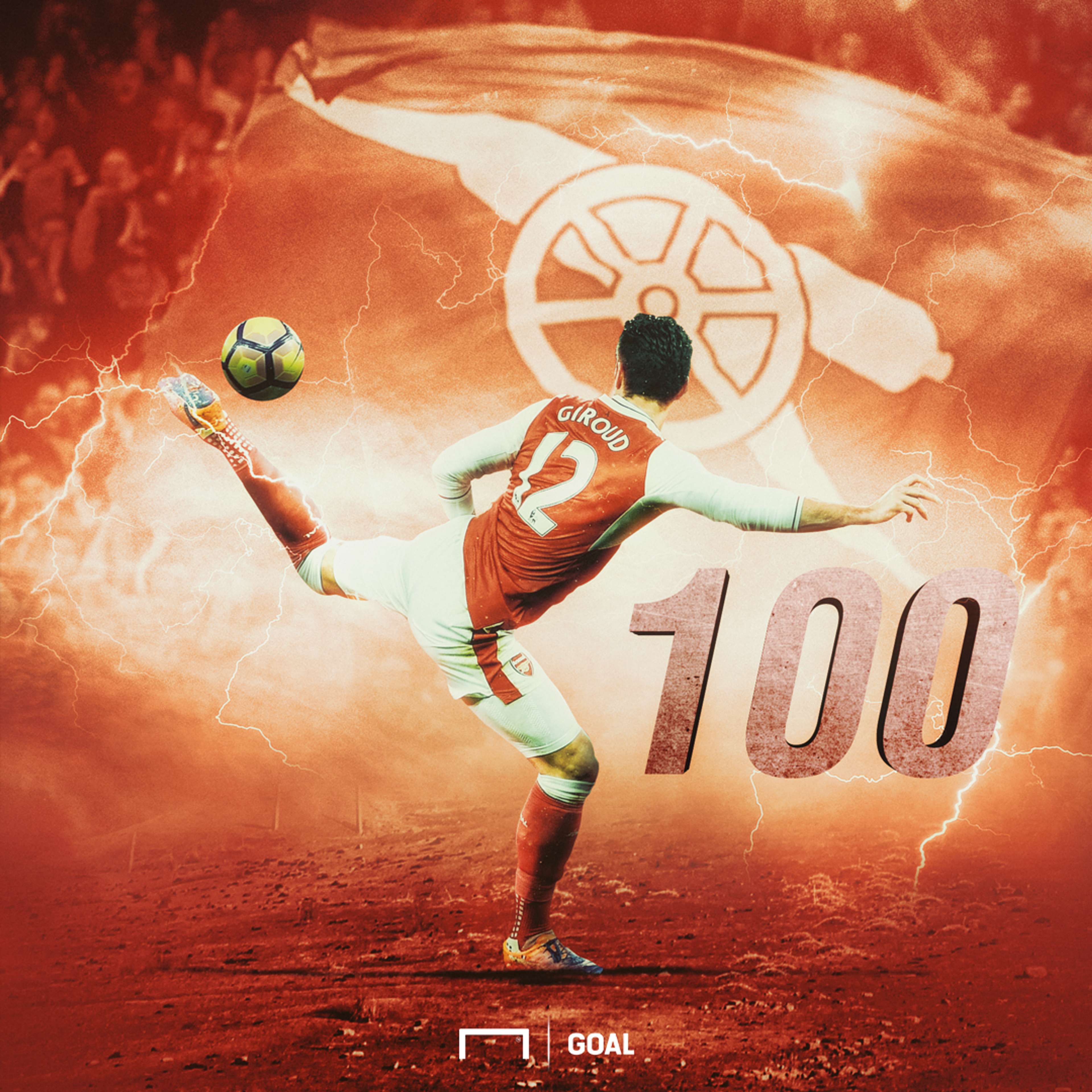 Olivier Giroud 100 Arsenal goals GFX