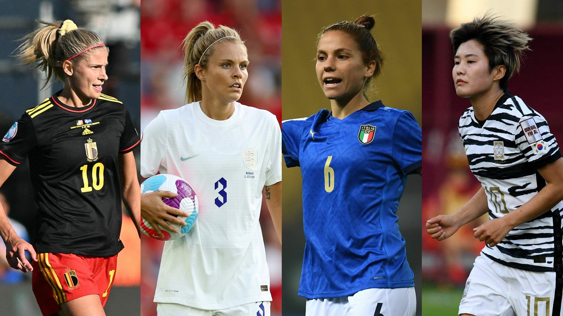 Justine Vanhaevermaet Rachel Daly Manuela Giugliano Ji So-yun split