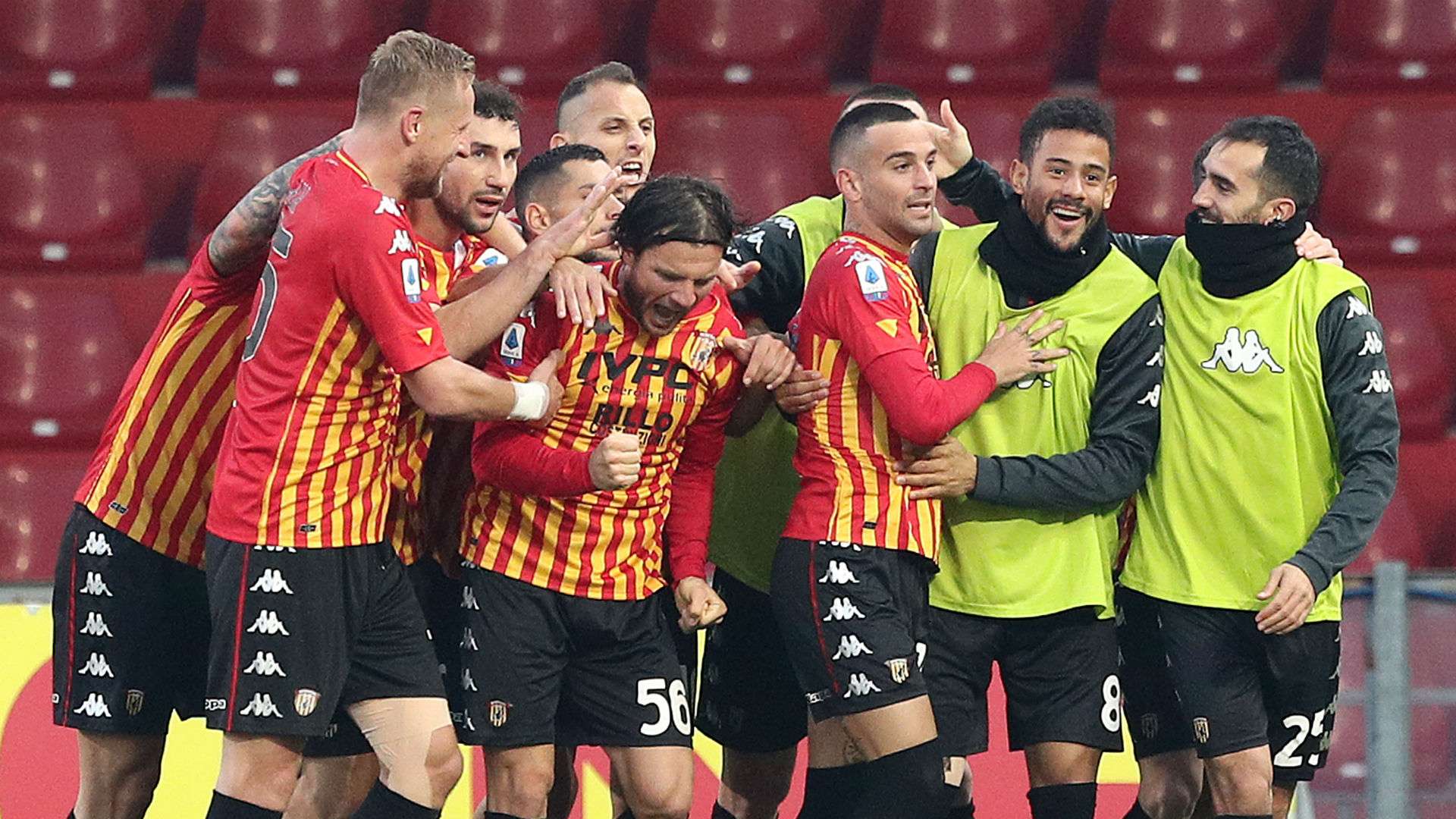 Benevento celebrating Genoa Serie A