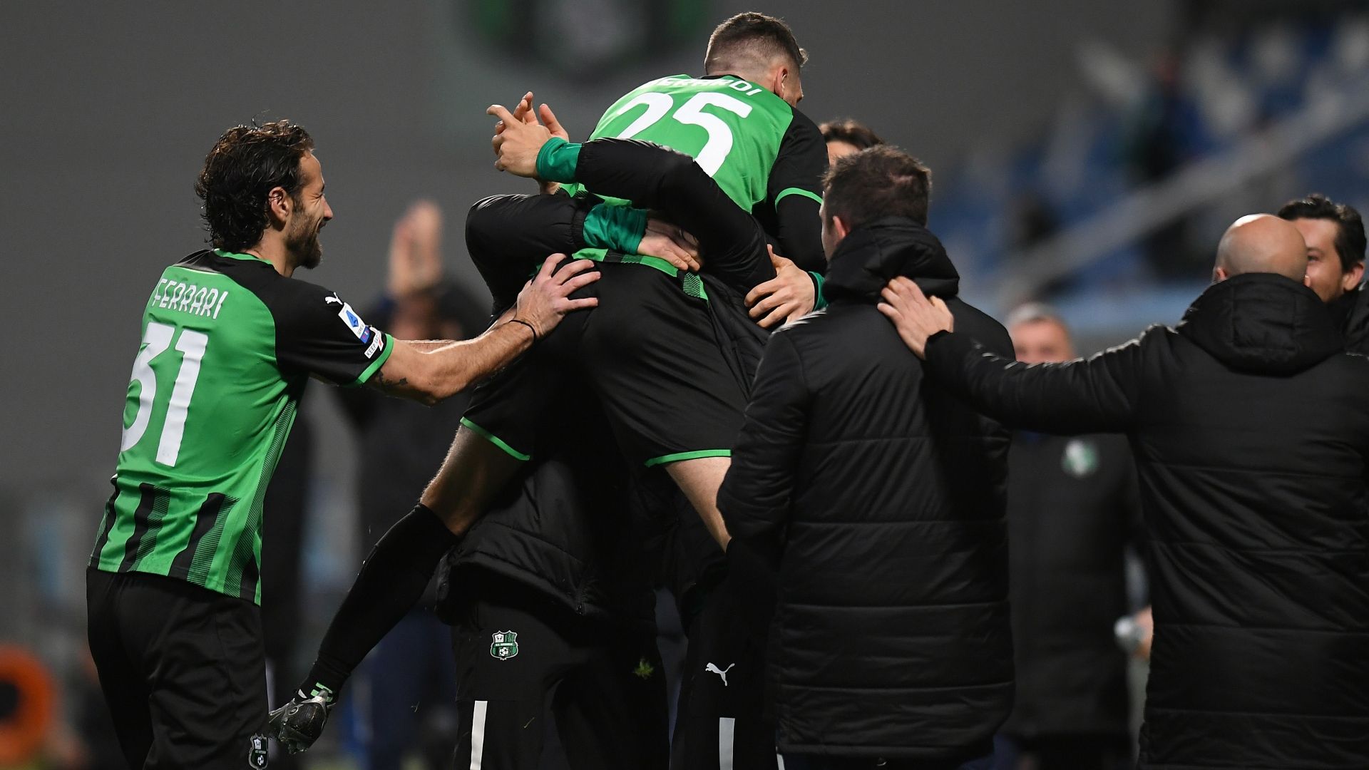 Berardi Sassuolo celebrating Spezia Serie A