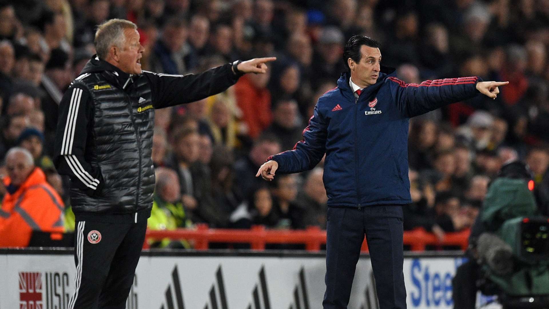 Chris Wilder, Unai Emery, Sheffield Utd vs Arsenal