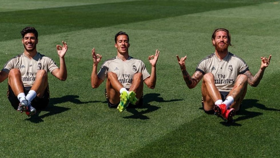 Sergio Ramos, Lucas Vázquez y Marco Asensio (sin editar)
