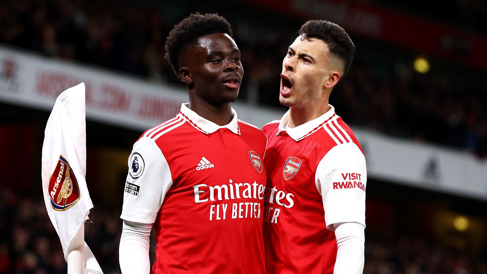 Bukayo Saka Gabriel Martinelli Arsenal Everton Premier League 2022-23