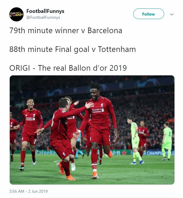 3_ Reaction Divock Origi Liverpool UCL Final