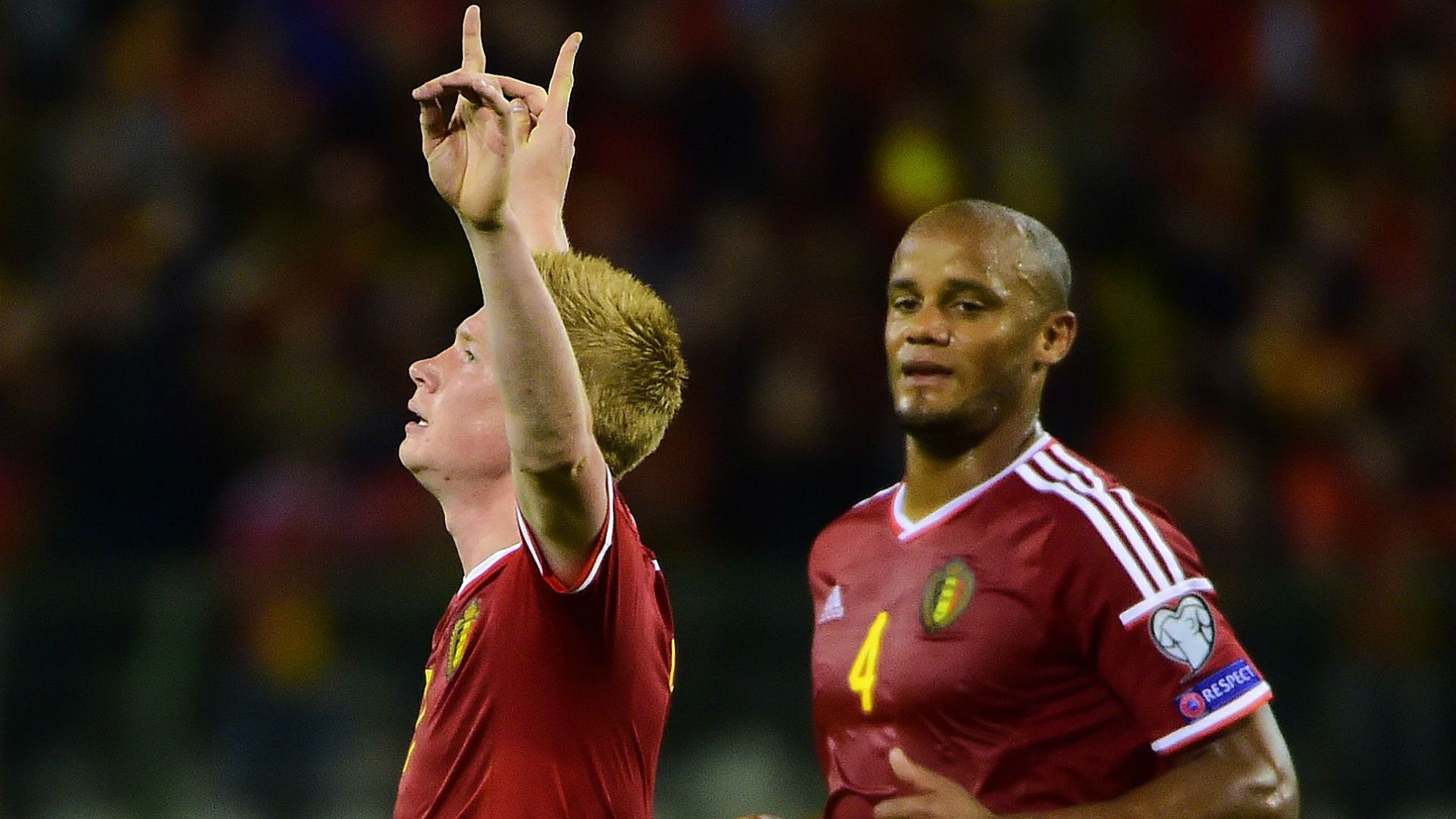 kevin de bruyne vincent kompany - belgium bosnia - euro 2016 qualifier - 03092015