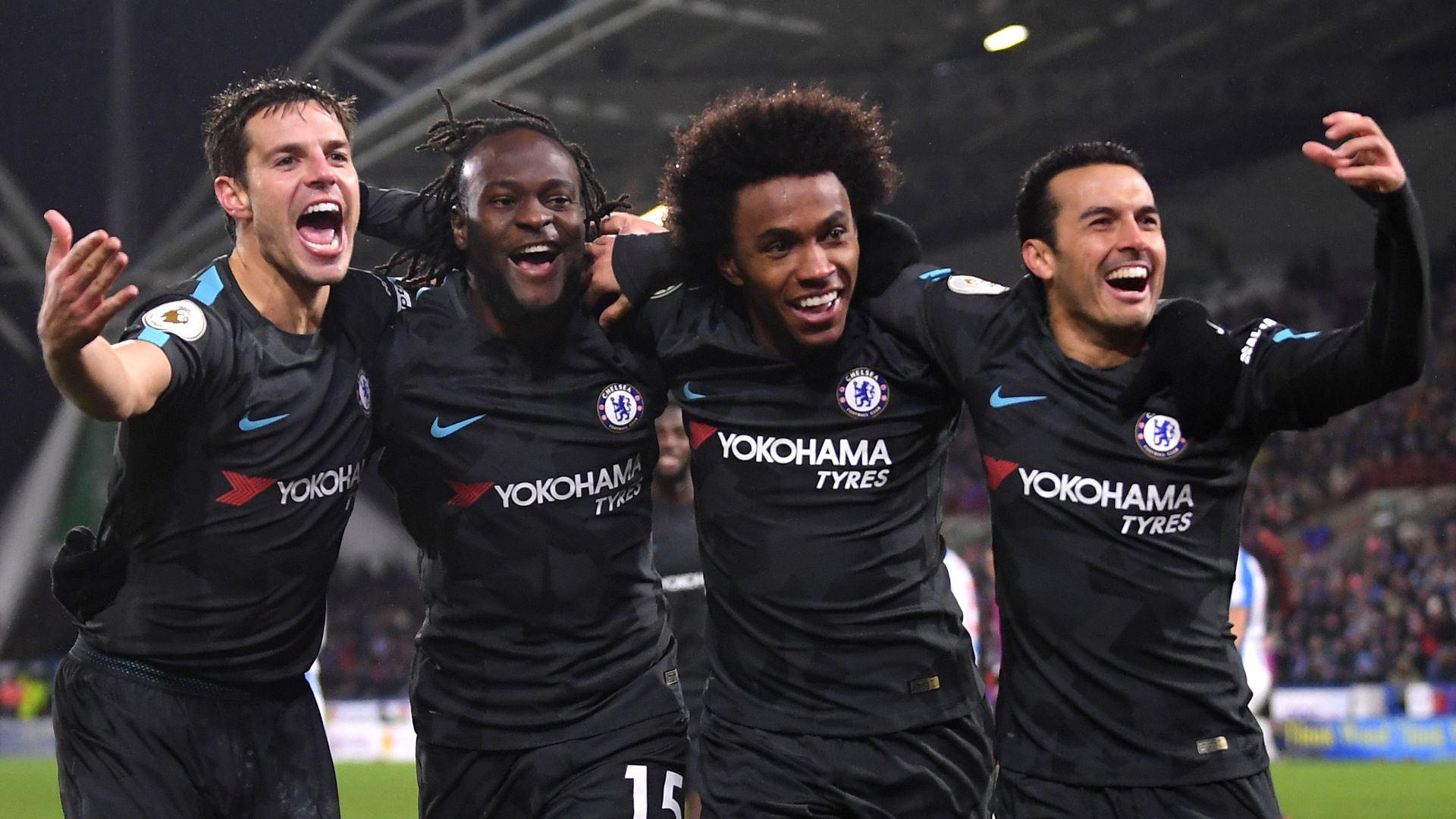 Chelsea vs Huddersfield Willian, Pedro, Moses, Azpilicueta