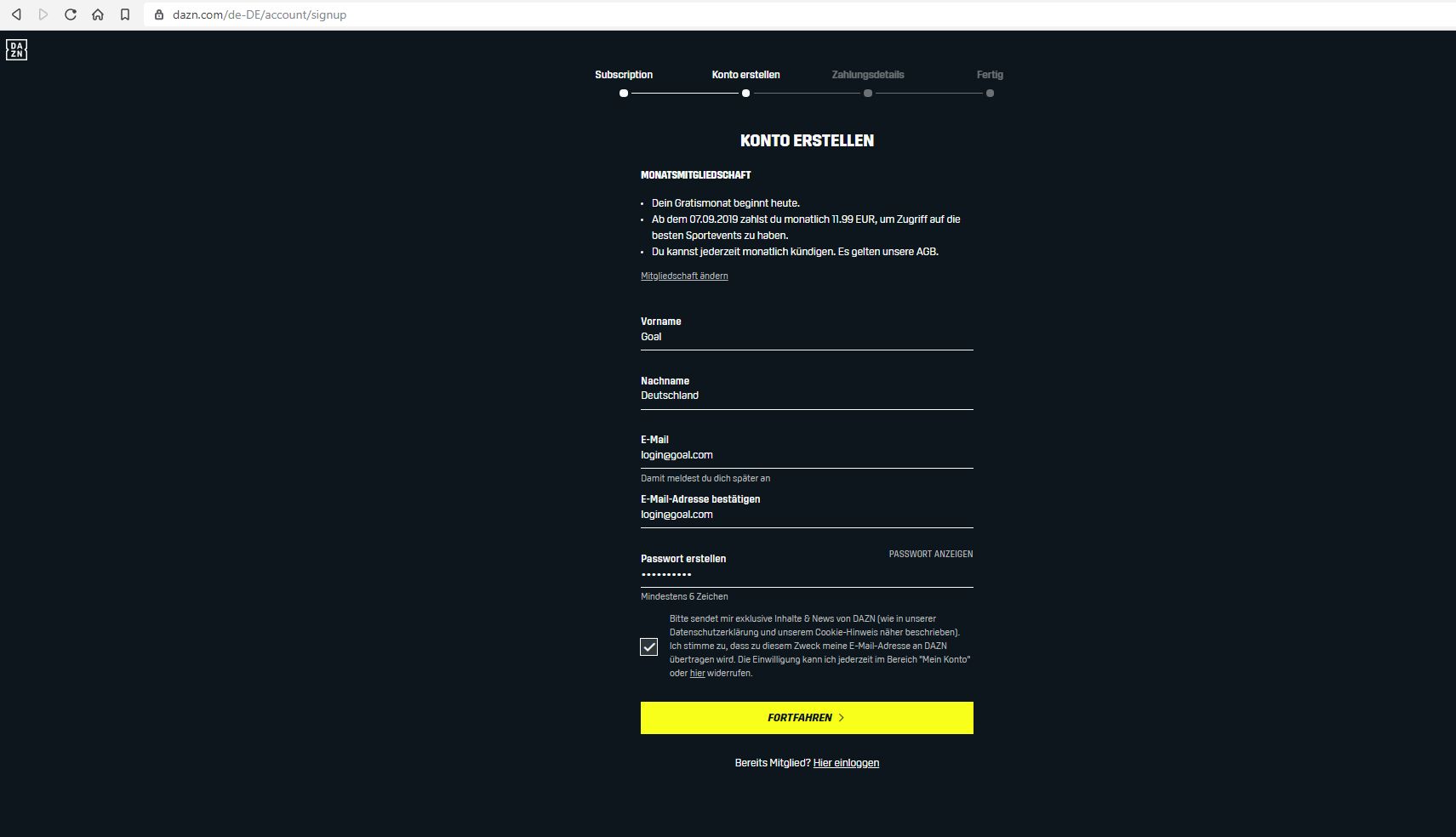 DAZN anmelden Login #