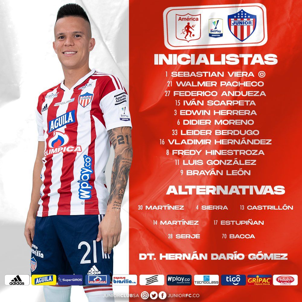 Nómina Junior Fecha 7 Liga BetPlay 2023