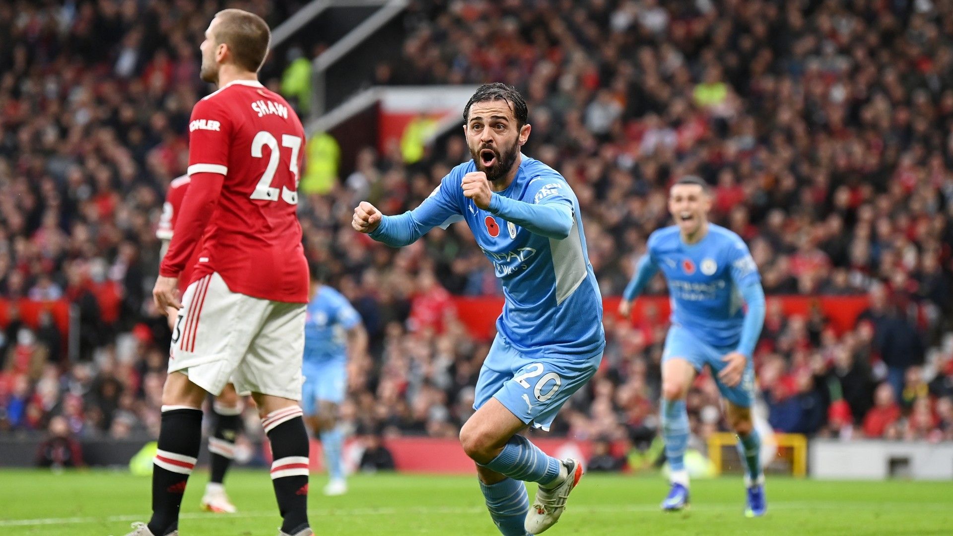 Bernardo Silva Luke Shaw Manchester City United