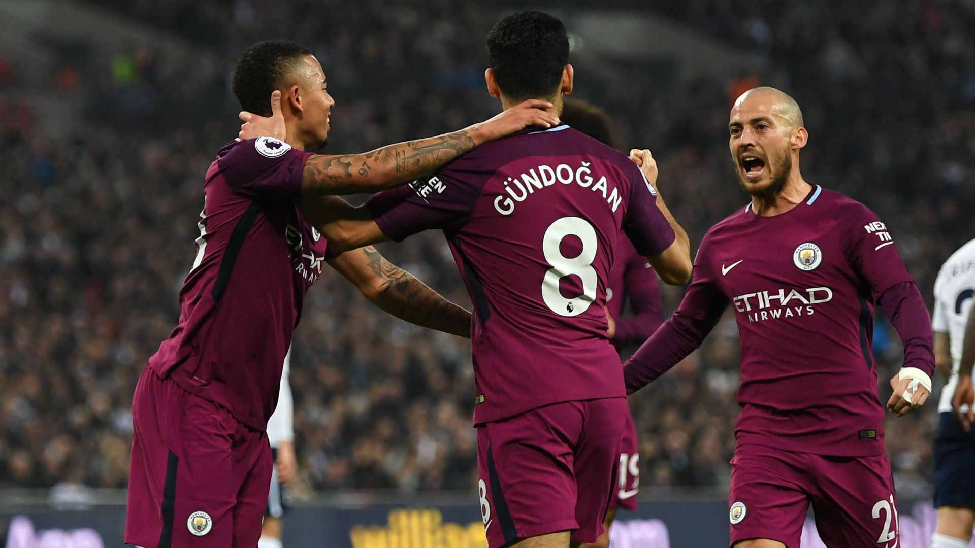 Ilkay Gundogan Gabriel Jesus David Silva Manchester City Tottenham