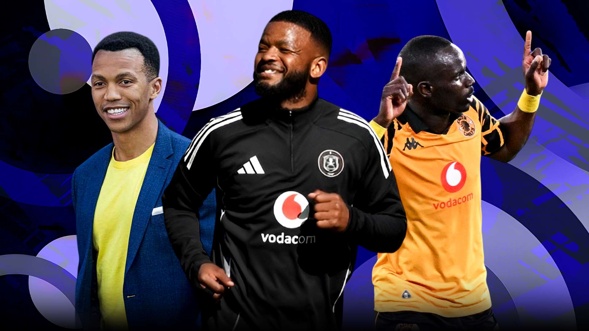 Sipho Mbule of Orlando Pirates, Tlhopie Motsepe of Mamelodi Sundowns & Flavio Silva 16-9