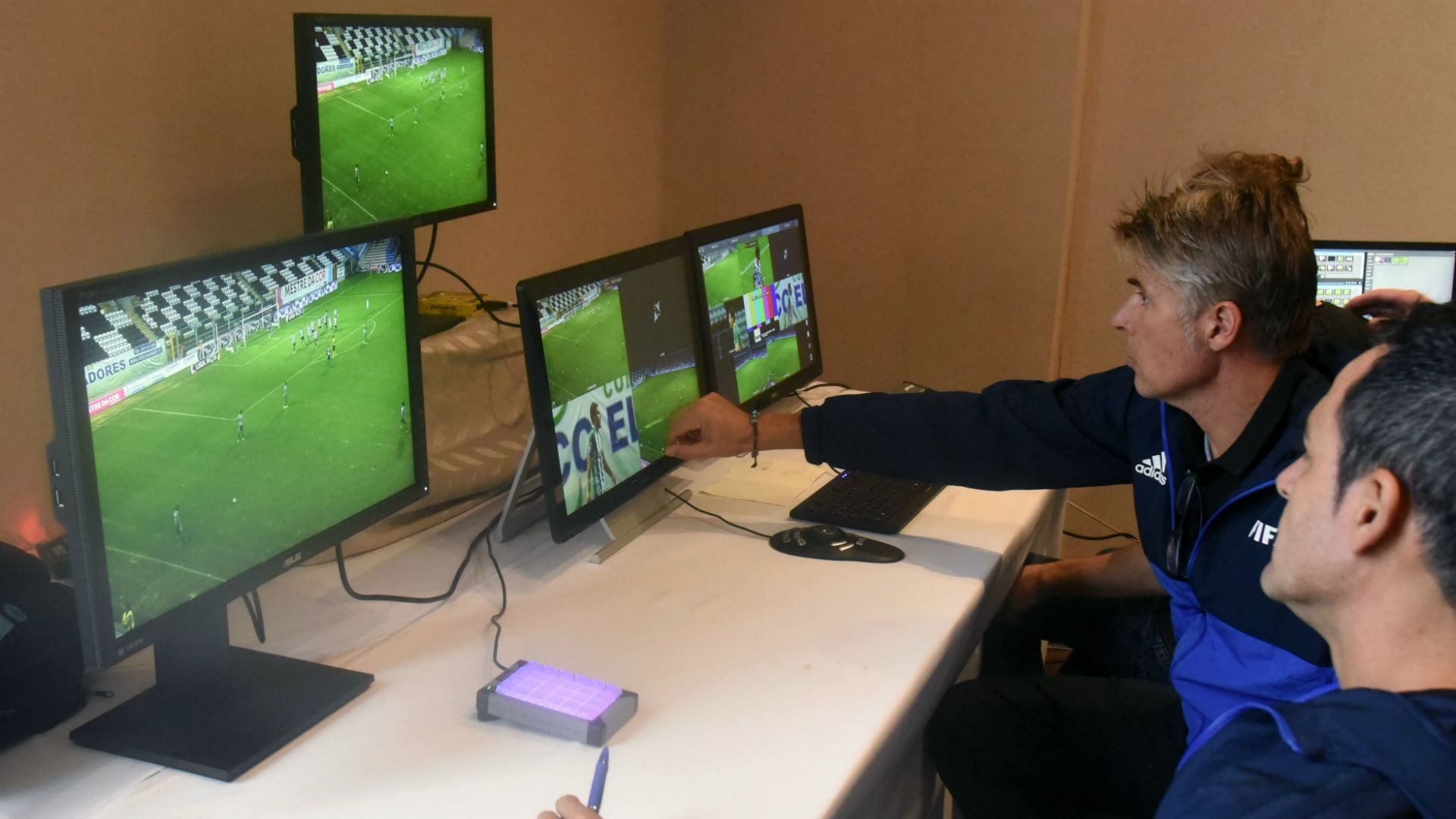 FIFA referees during a video assistance training course in Luque 14092017
