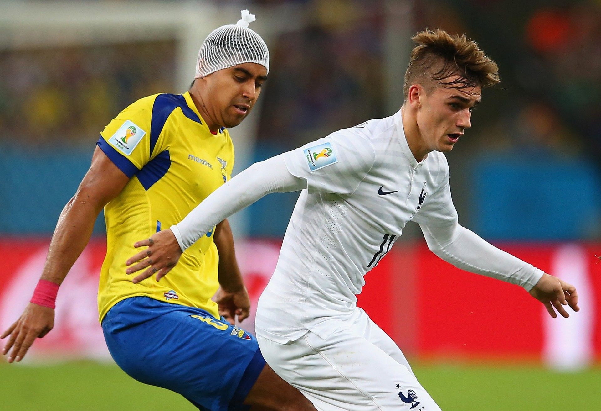 Antoine Griezmann Christian Noboa Ecuador France World Cup 2014 06252014