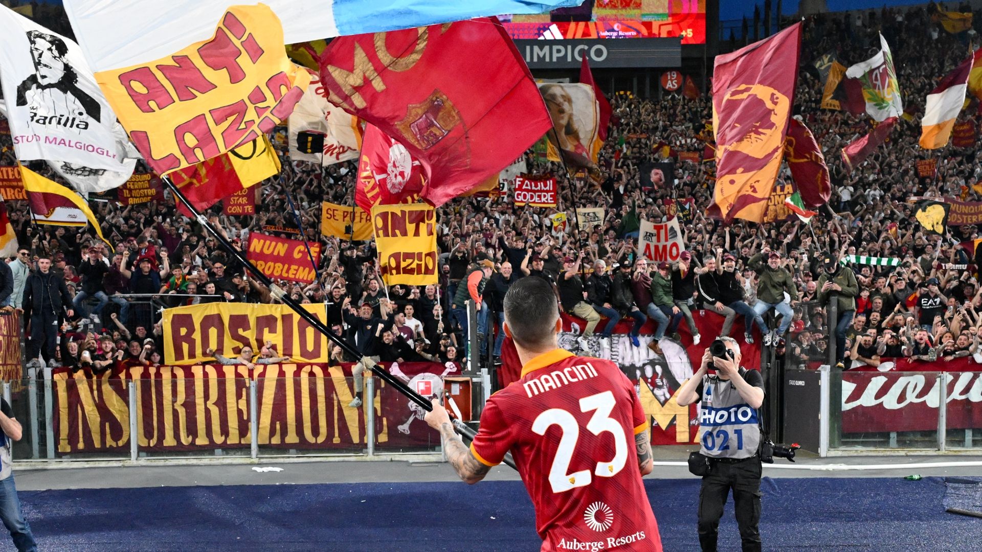 Mancini Roma bandiera Anti Lazio