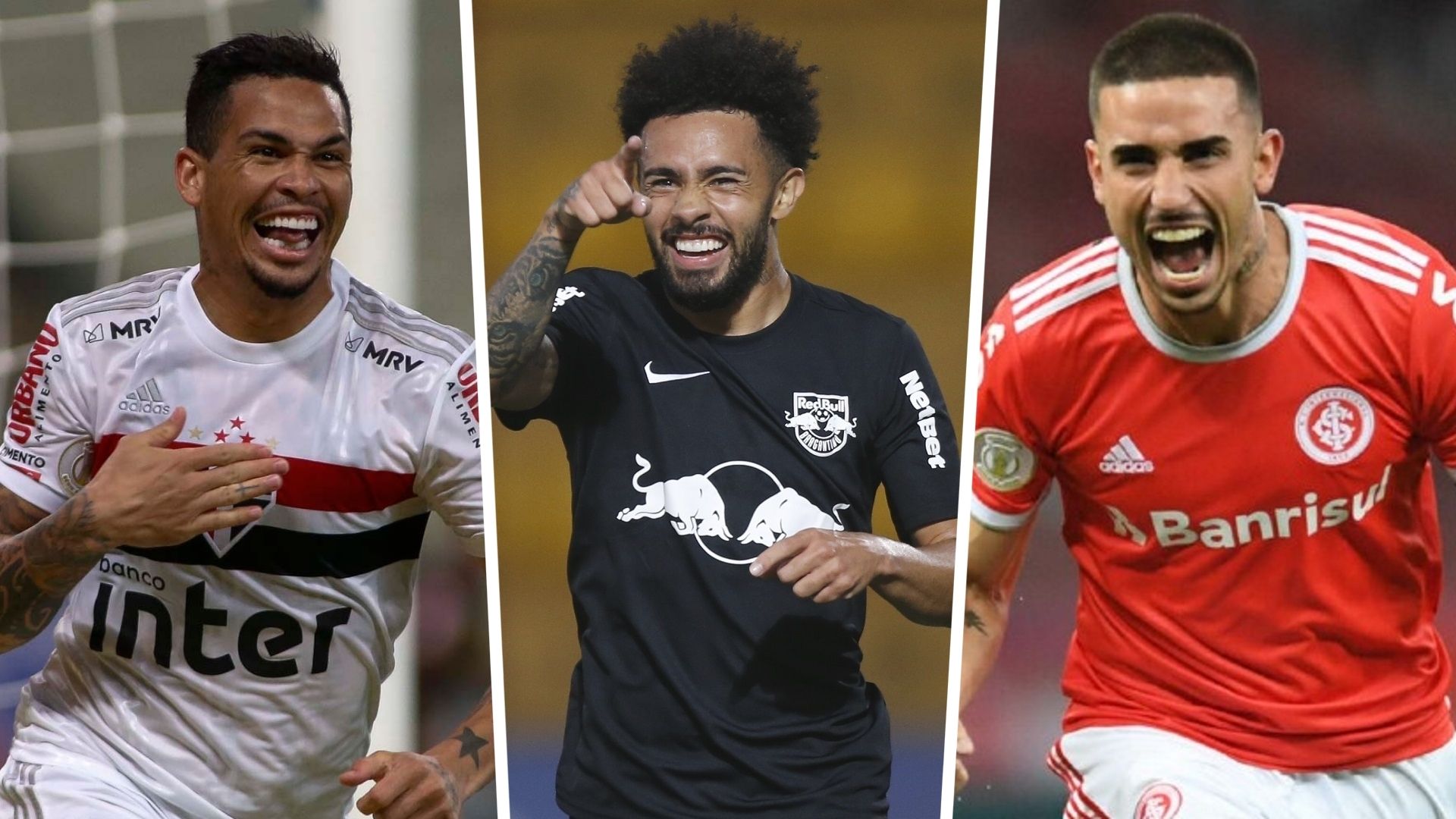 Luciano, São Paulo, Claudinho, Red Bull Bragantino, e Thiago Galhardo, Internacional