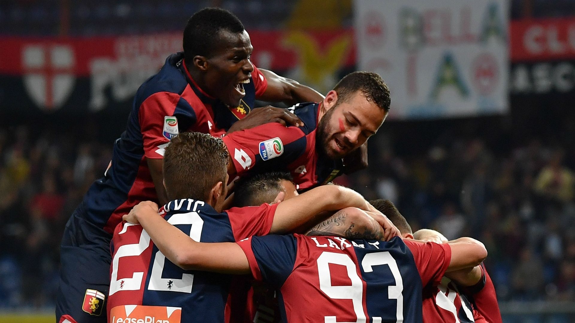 Genoa celebrating Genoa Verona Serie A