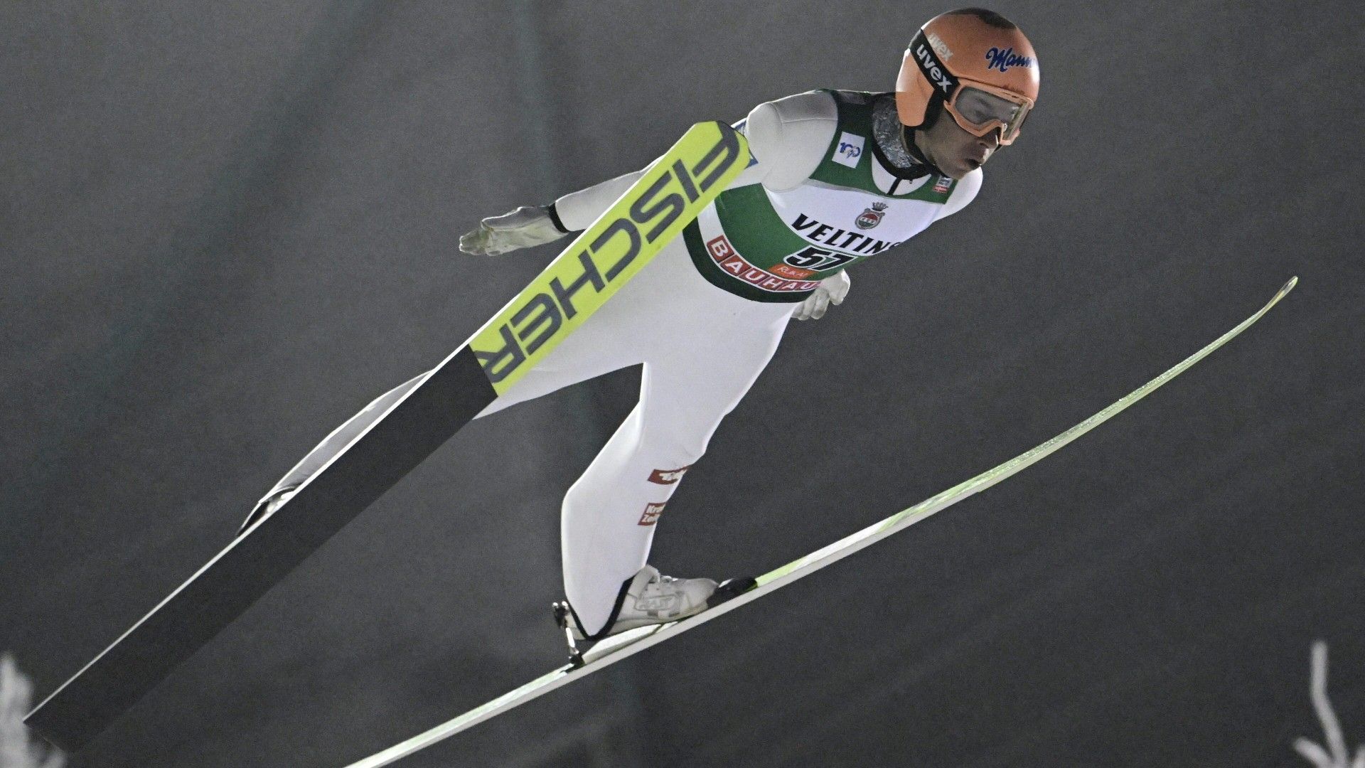 Austria's Stefan Kraft jumps in the men's Individual Nordic combined ski jumping