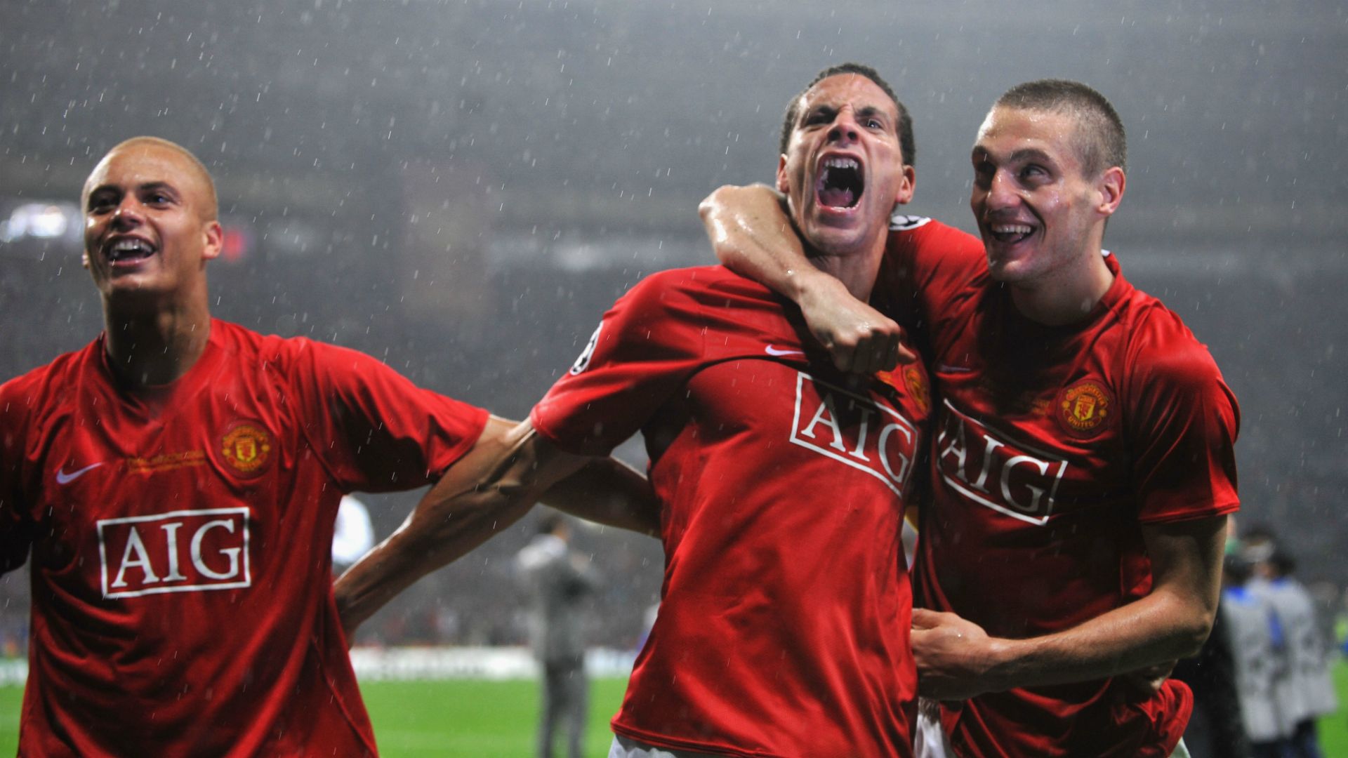 Rio Ferdinand Nemanja Vidic Wes Brown Manchester United 2008