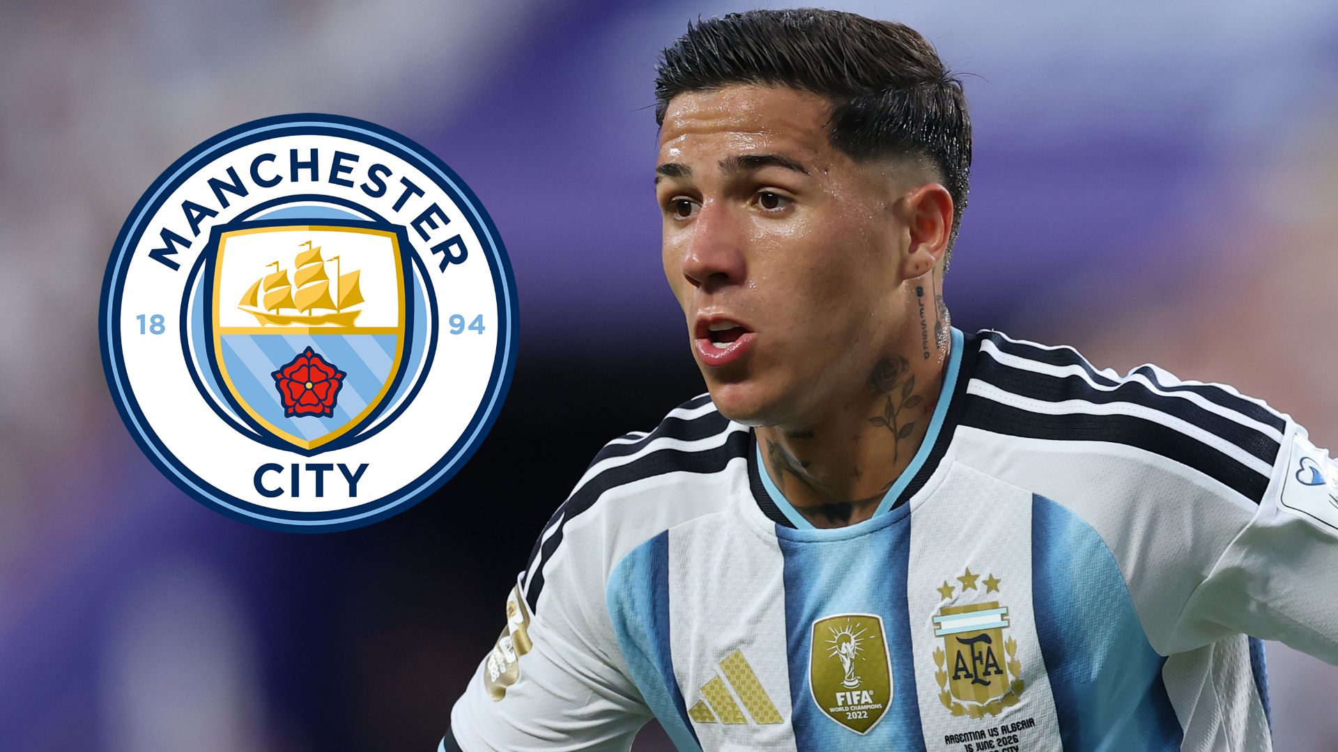 Enzo Fernandez Manchester City crest 2026