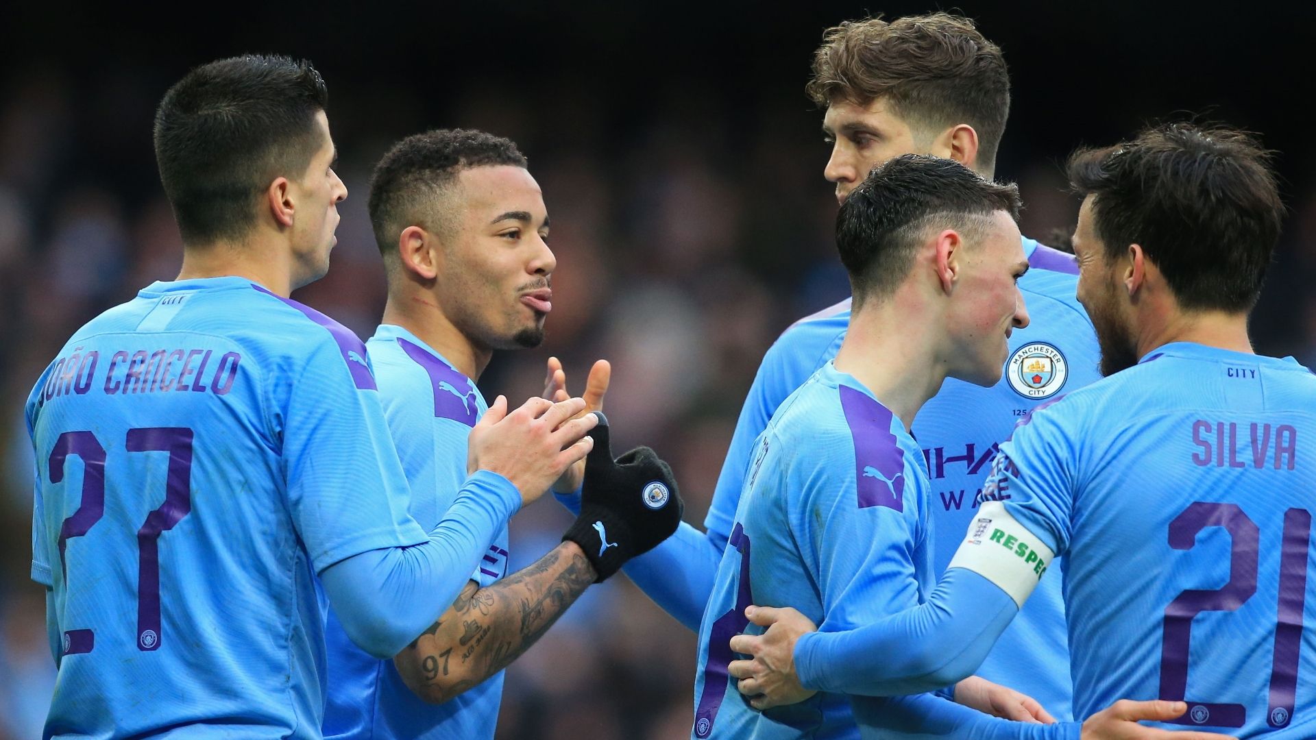 Man City celebrate vs Fulham