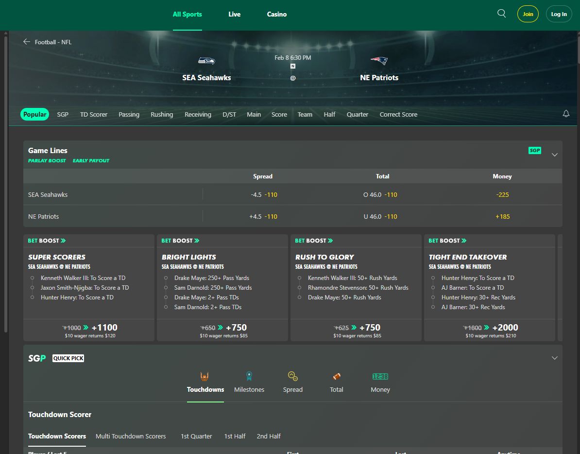 super bowl betting