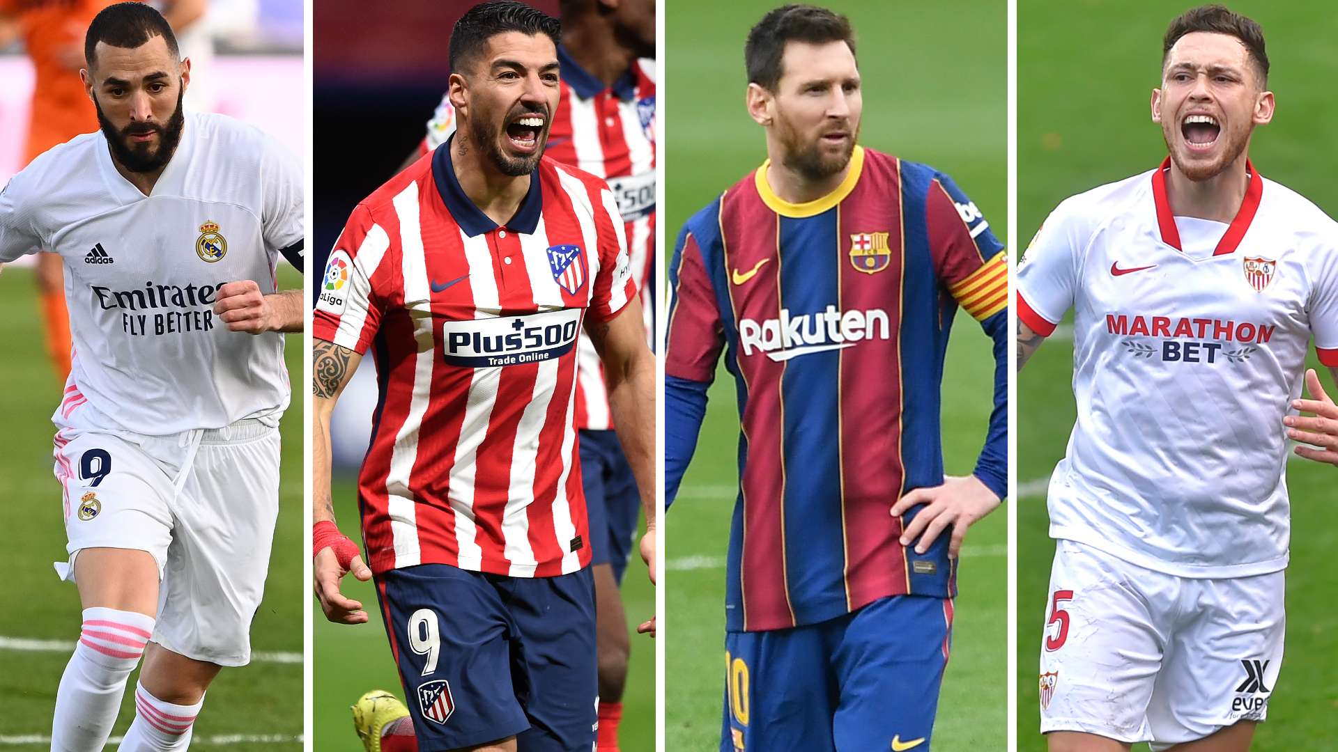 Benzema Real Madrid Luis Suarez Atletico Madrid Messi Barcelona Ocampos Sevilla