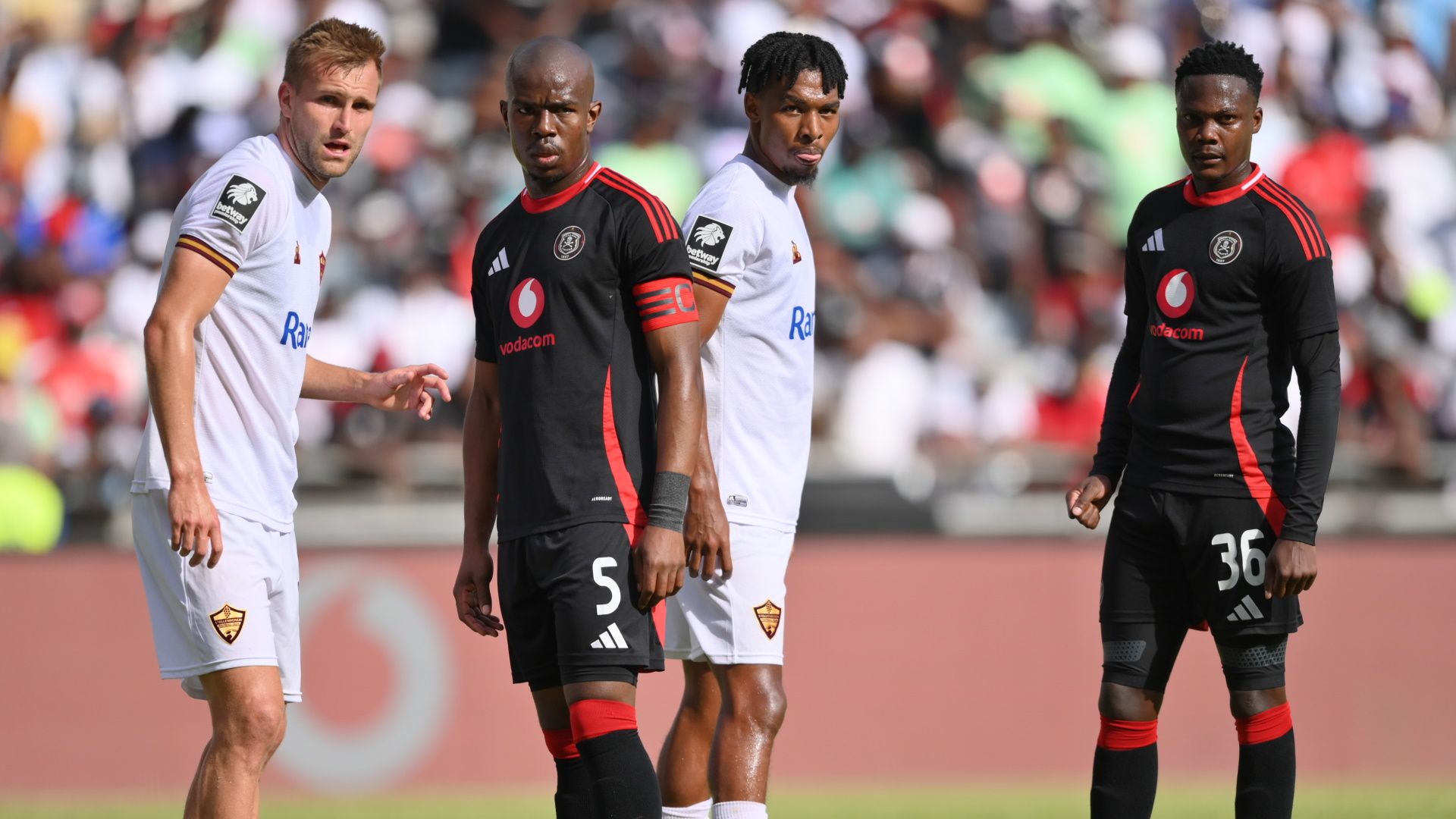 Andre de Jong, Nkosinathi Sibisi, Genino Palace & Thabiso Sesane, Orlando Pirates vs Stellenbosch, December 2024