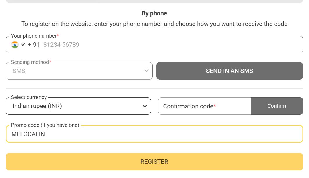 Melbet registration